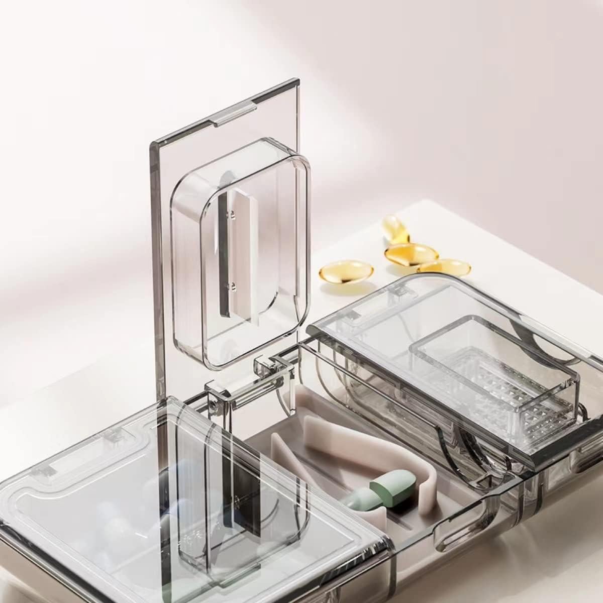 Cortador de Pastillas 3-en-1 CFMOUR Negro, Divisor y Trituradora