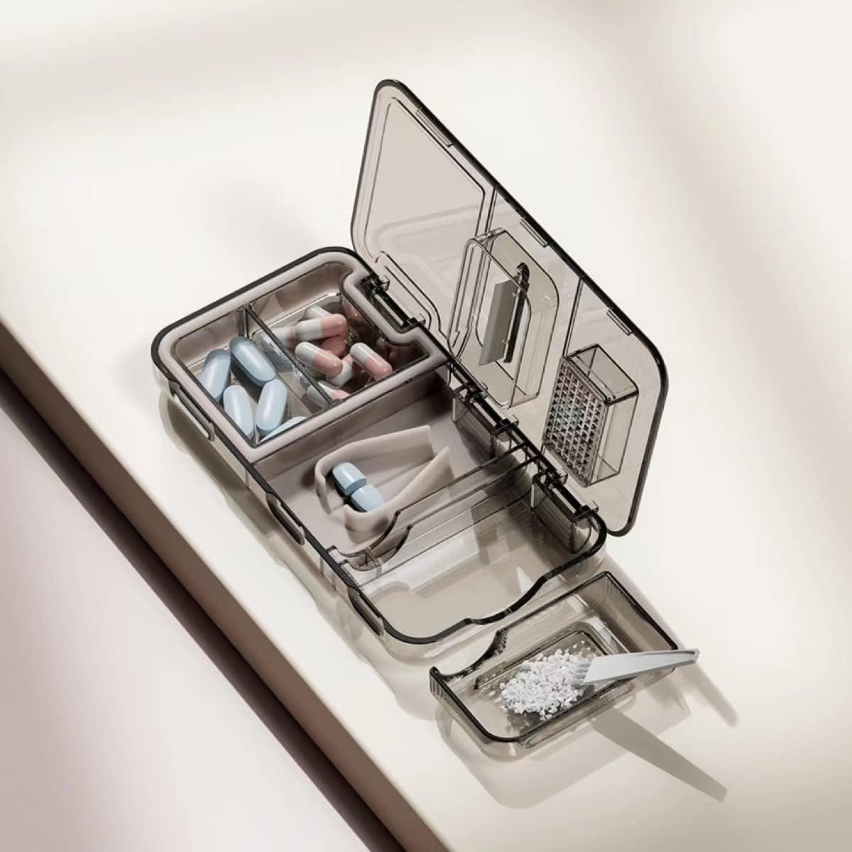 Cortador de Pastillas 3-en-1 CFMOUR Negro, Divisor y Trituradora