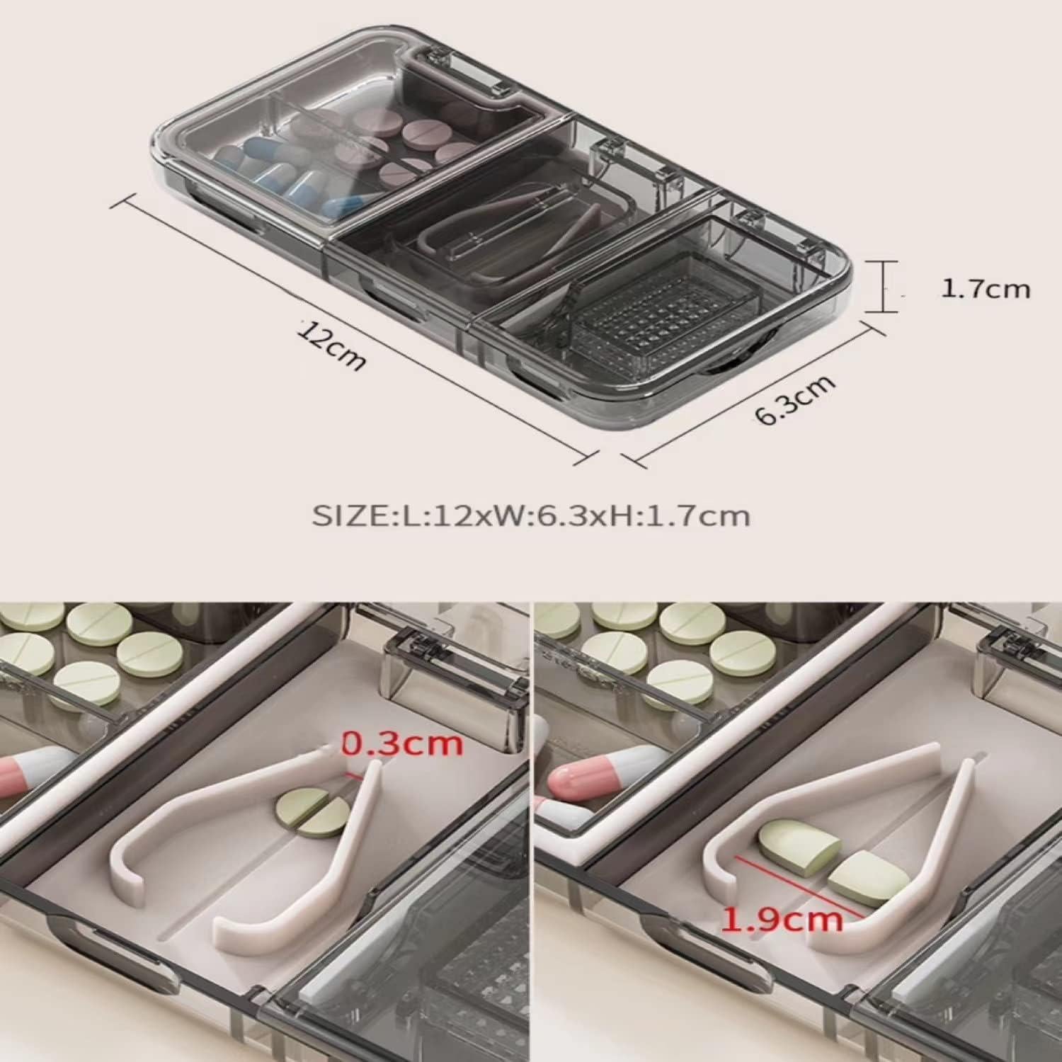Cortador de Pastillas 3-en-1 CFMOUR Negro, Divisor y Trituradora