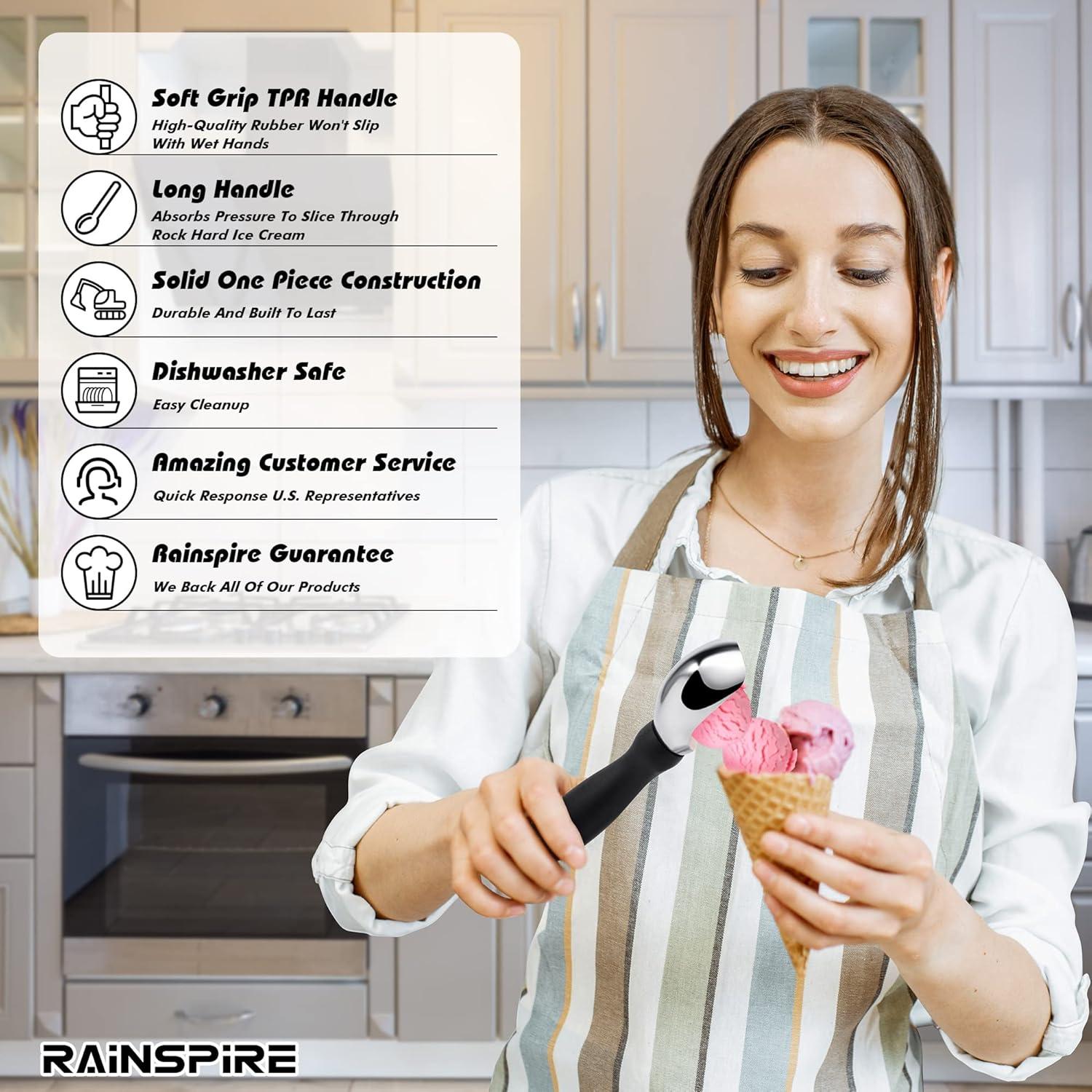 Cuchara de Helado Rainspire de Acero Inoxidable Negra 19.5cm