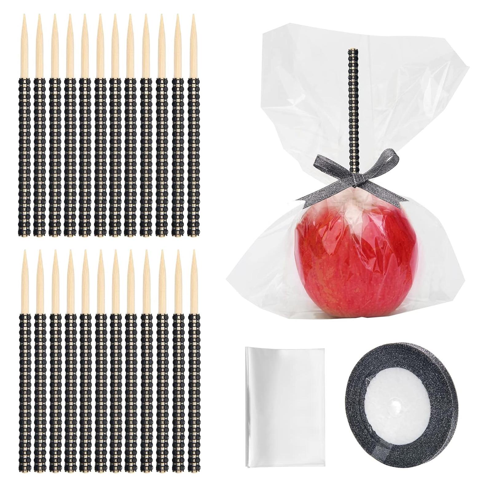 Kit de Palitos de Manzana de Caramelo Anglecai 24 Pcs