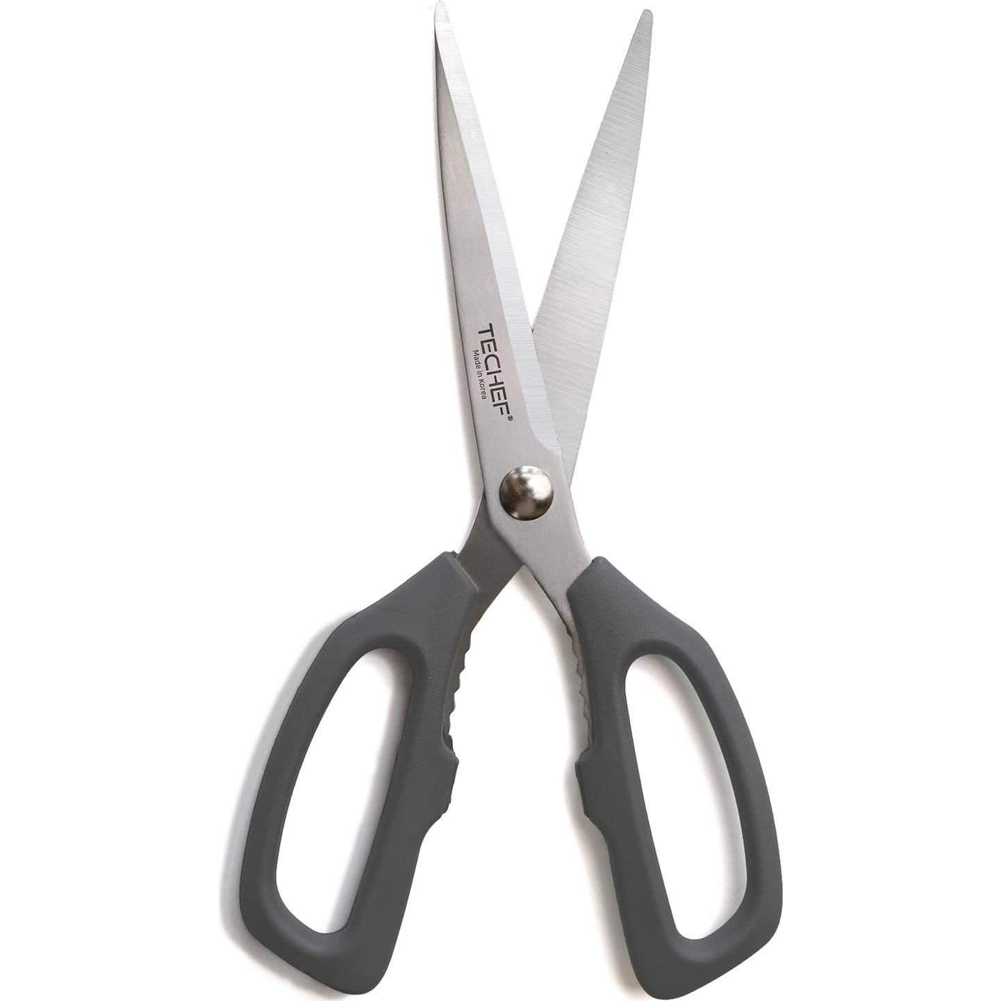 TECHEF Kitchen Shears, All Purpose Scissors, Dishwasher Safe, Heavy Duty Meat Scissors Poultry Shears, Stainless Steel, Made in Korea (Dark Gray)