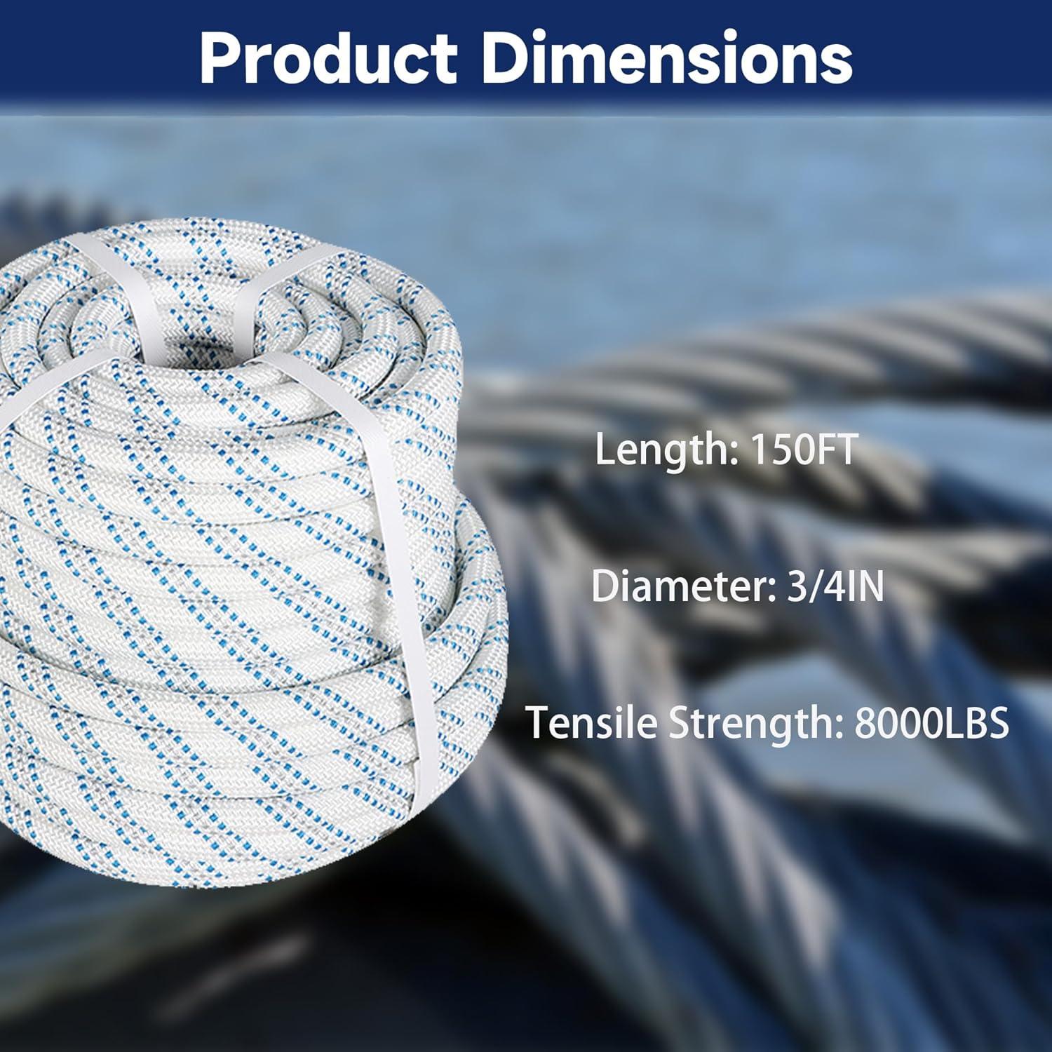 Cuerda de trabajo de poliéster 3/4" x 45.7 m elfinrm