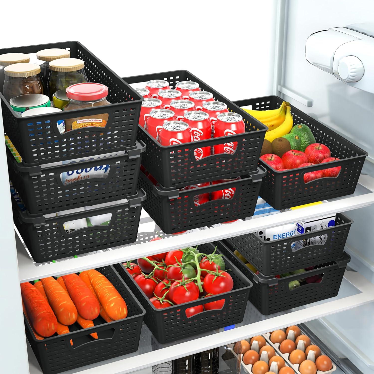 Organizador de Cestas Plásticas Apilables Simple Houseware 6 Pzas 36.8x21.6x8.9cm Negro