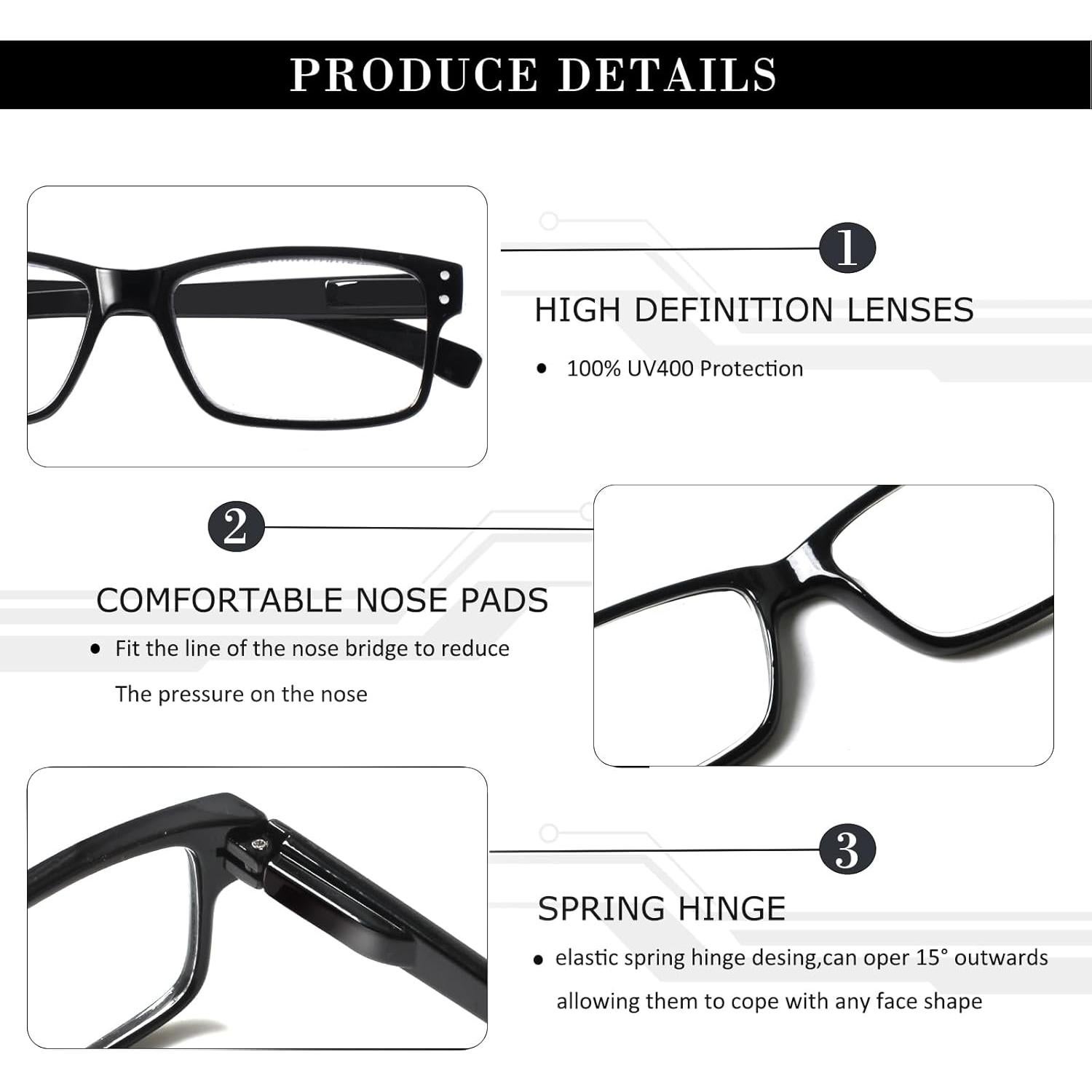 Gafas de lectura NORPERWIS 6 pares 3.00 dioptrías unisex