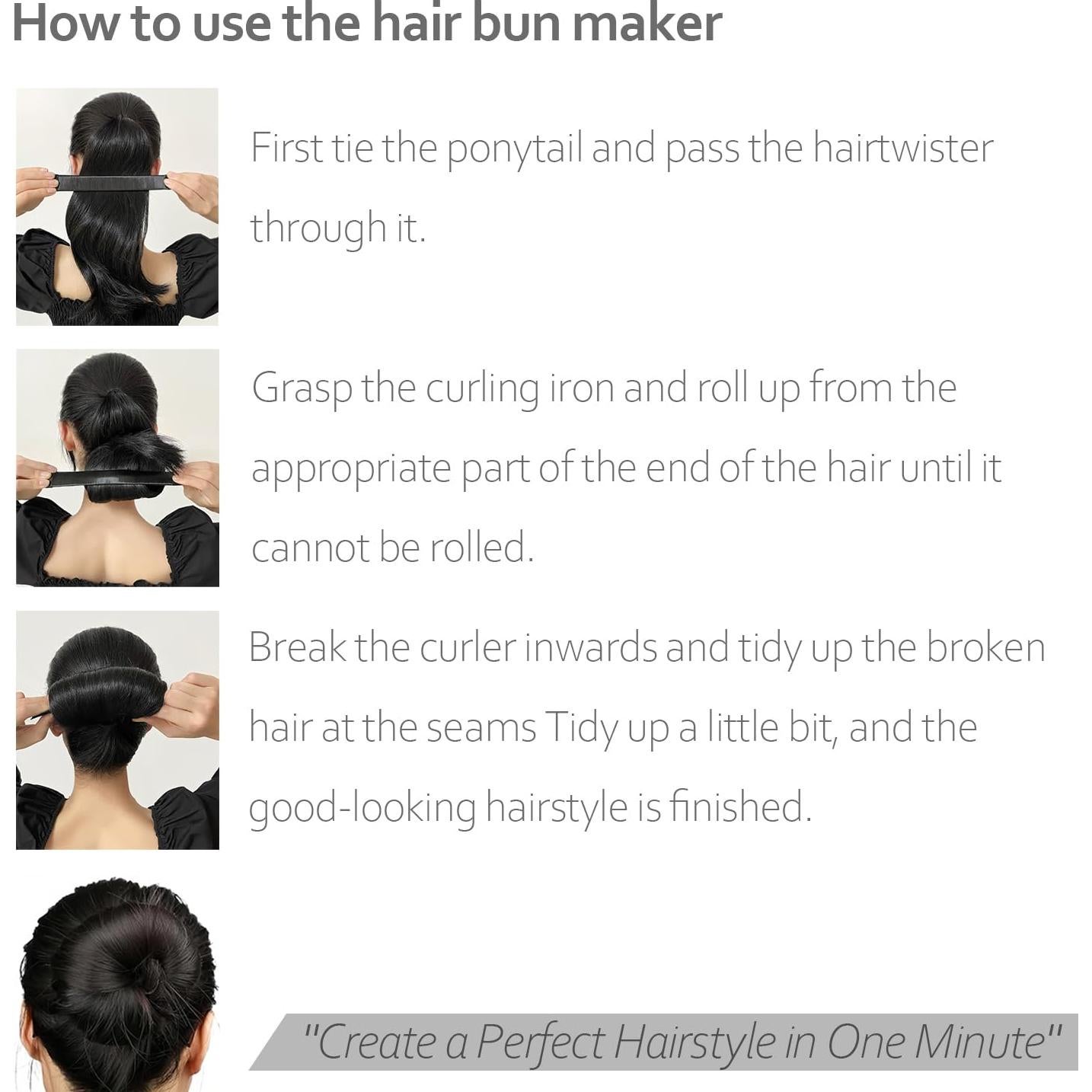 Hacedor de Moño LIDESHUE 4 Pcs Negro - Herramienta Fácil para Cabello