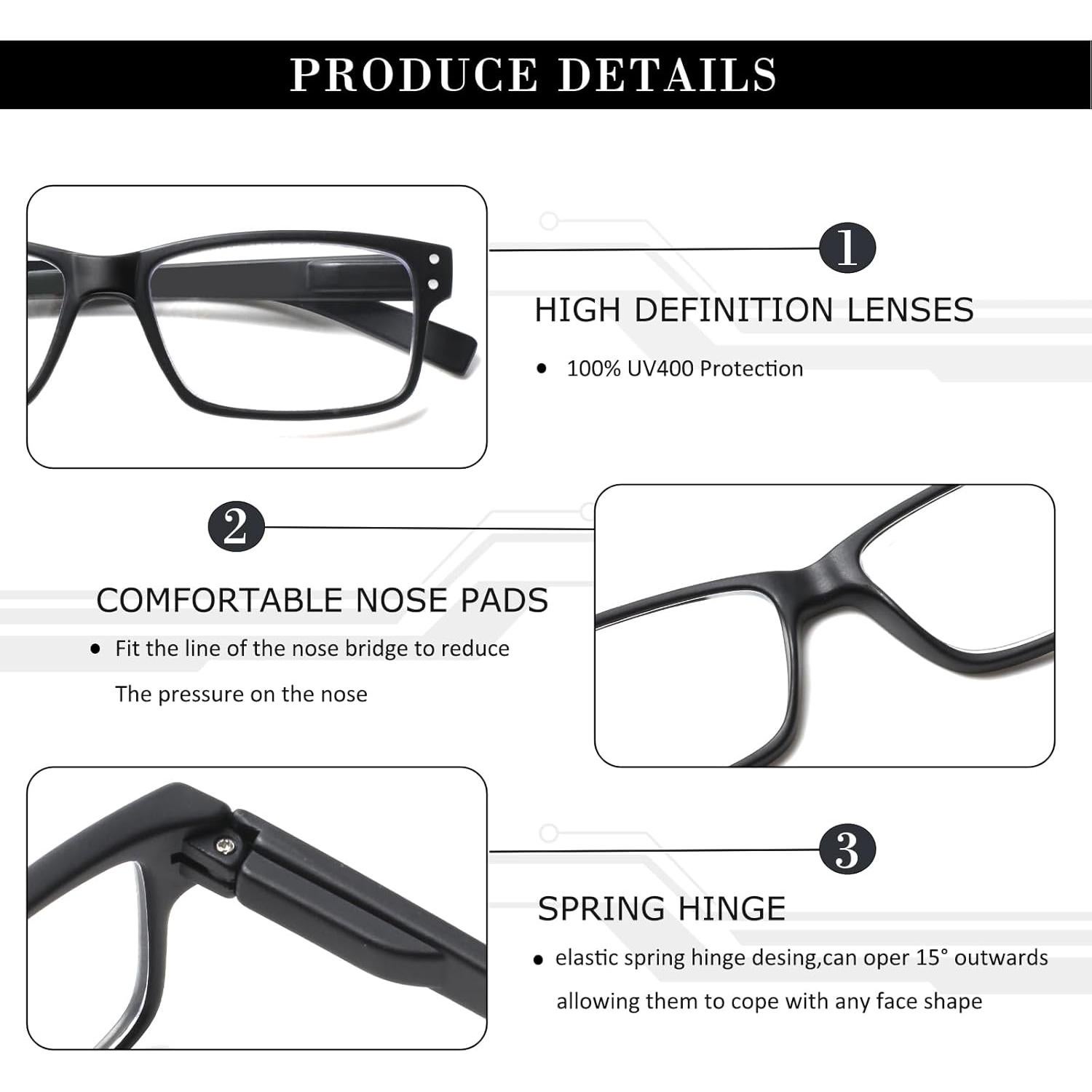 Gafas de lectura NORPERWIS 6 pares con bisagra de resorte