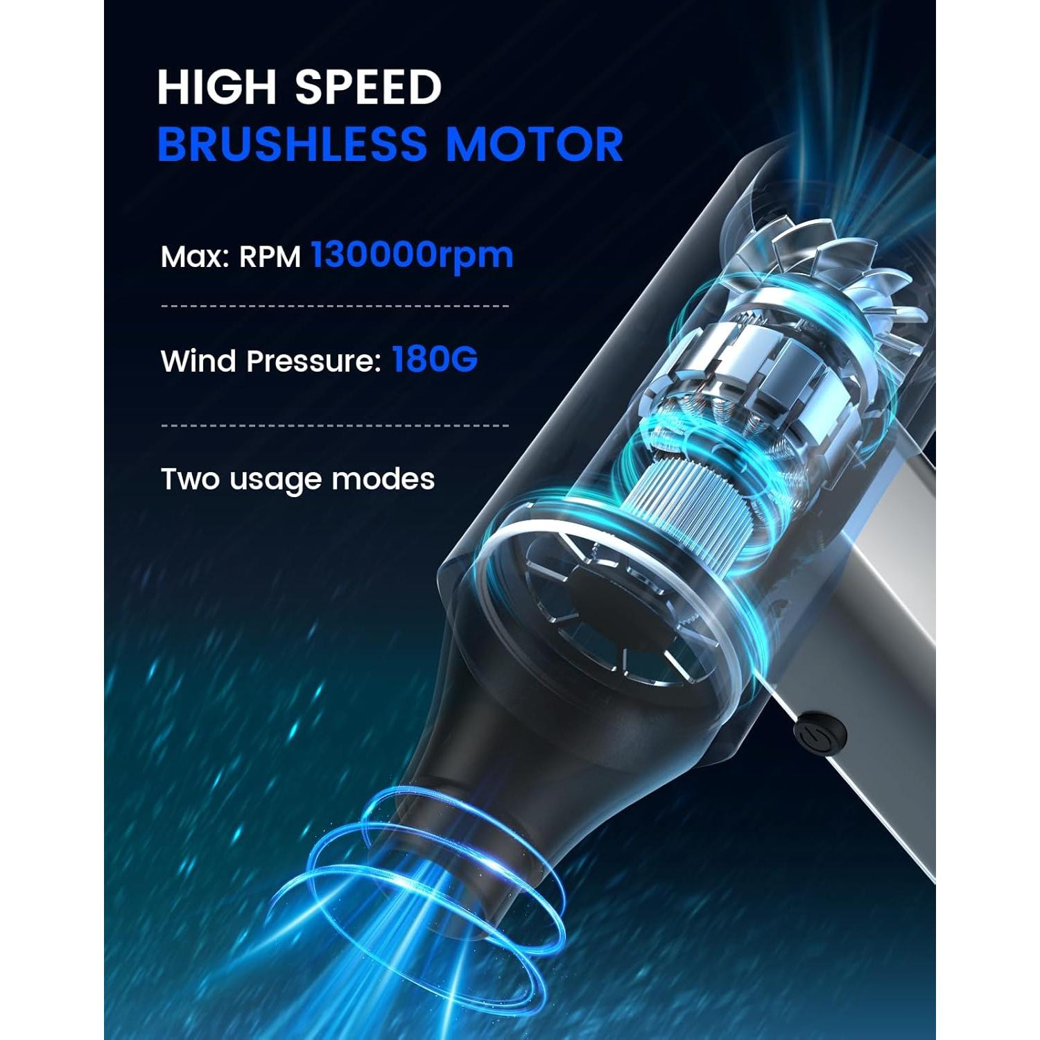 Soplador de Aire Eléctrico RAYBAO 130000 RPM Portátil Inalámbrico