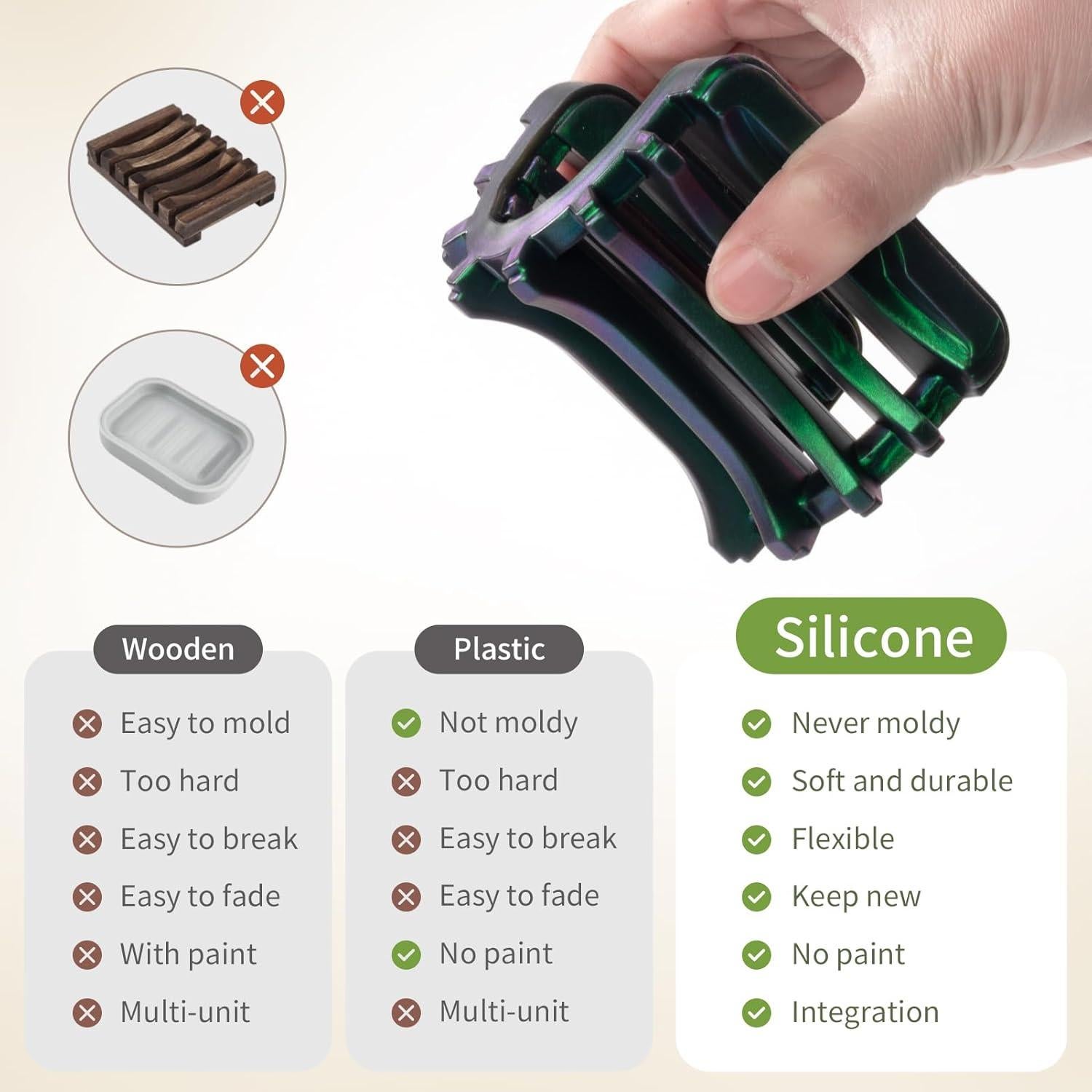 Soporte de Jabón en Barra LOYATRO de Silicona Verde-B 11x8 cm