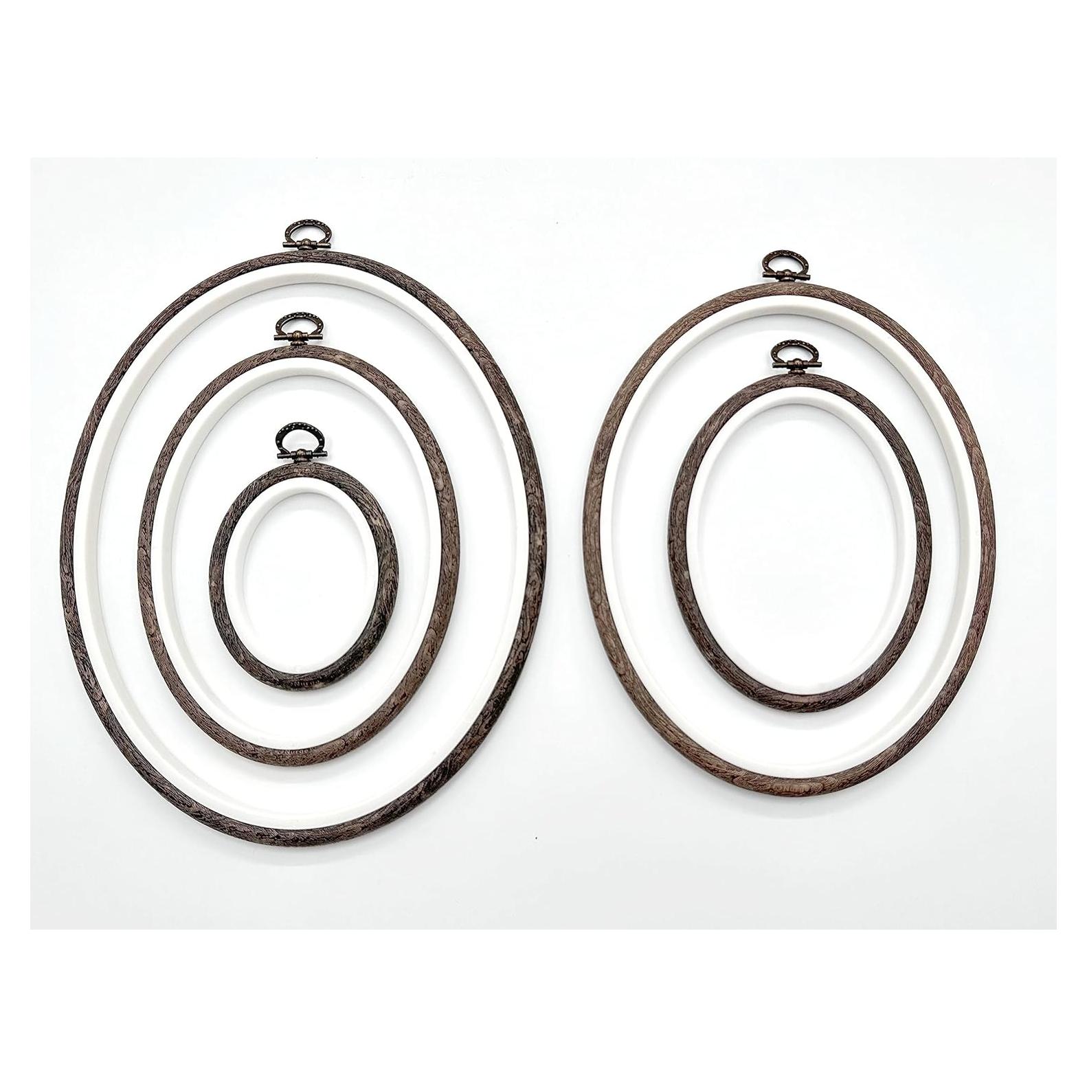 Conjunto de Aros de Bordado Nurge 5 Piezas Imitación Madera