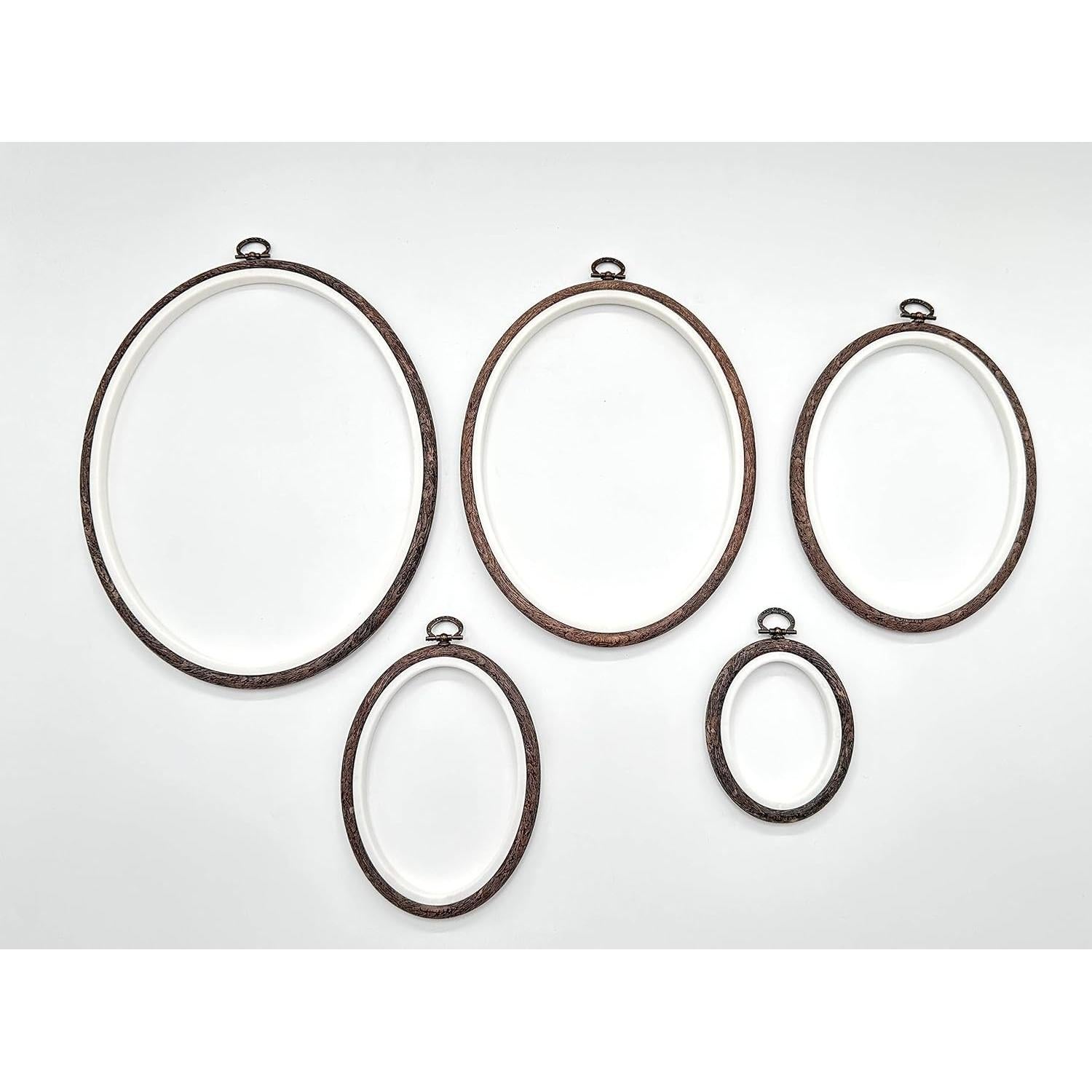 Conjunto de Aros de Bordado Nurge 5 Piezas Imitación Madera