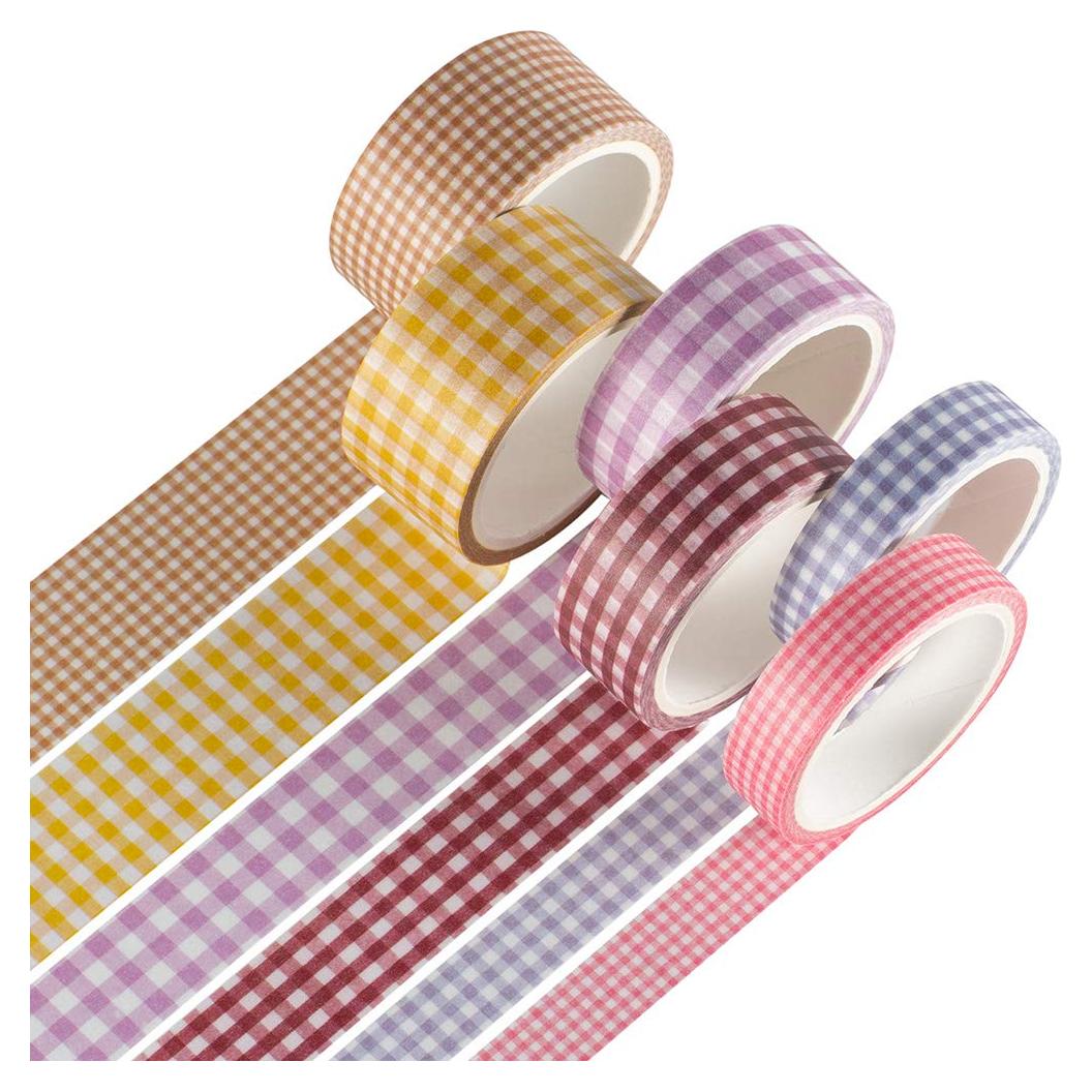 Conjunto de Cinta Washi Yubbaex 6 Rollos Cuadros Básicos 5m