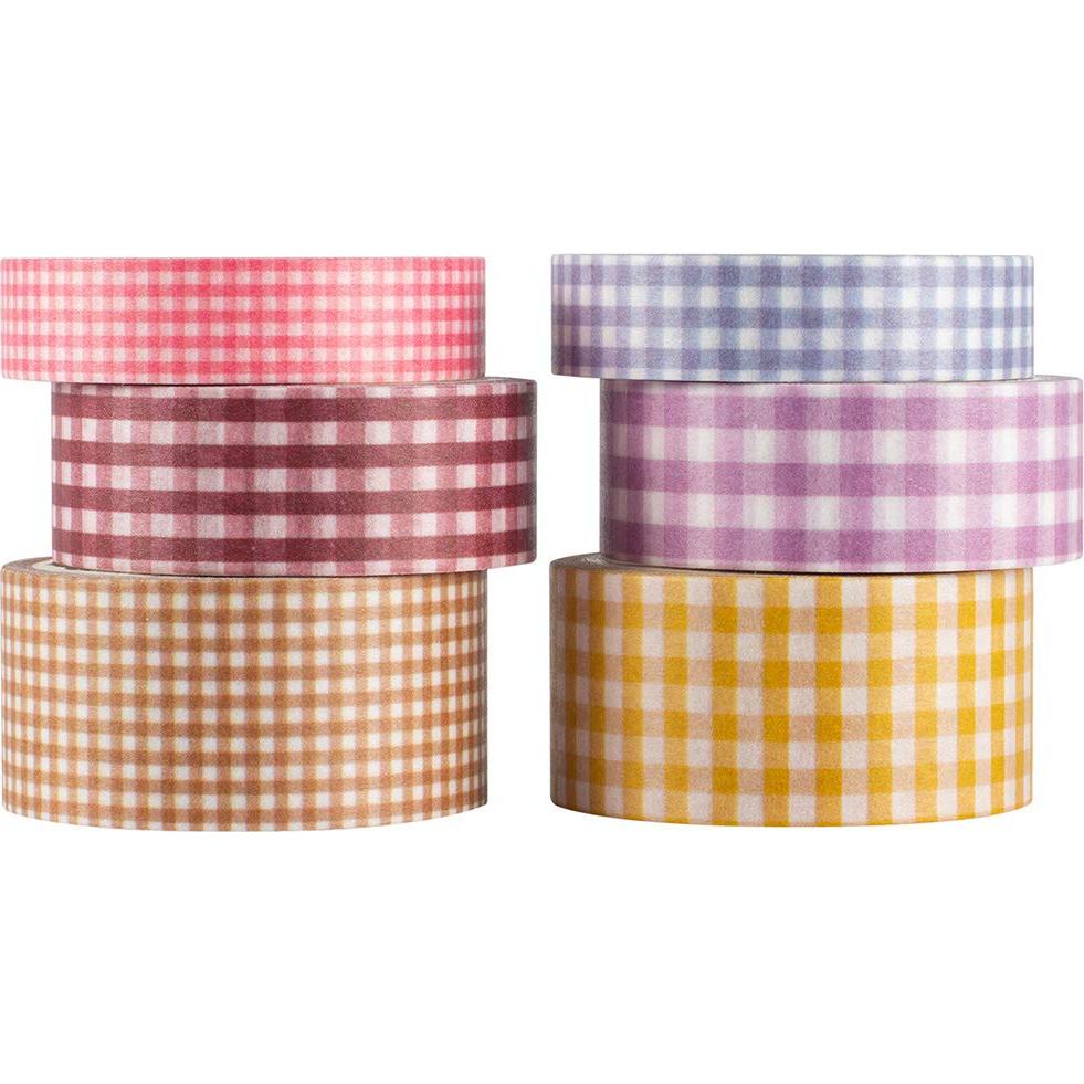 Conjunto de Cinta Washi Yubbaex 6 Rollos Cuadros Básicos 5m