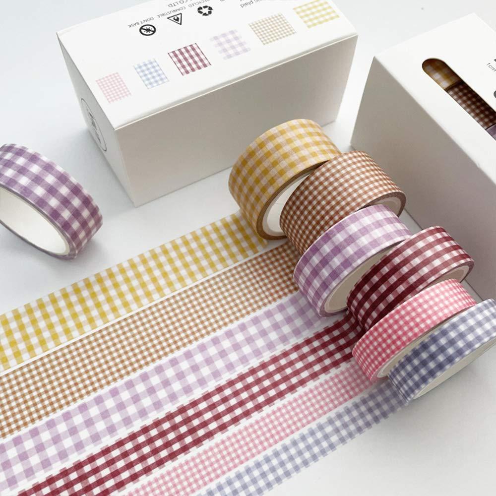 Conjunto de Cinta Washi Yubbaex 6 Rollos Cuadros Básicos 5m