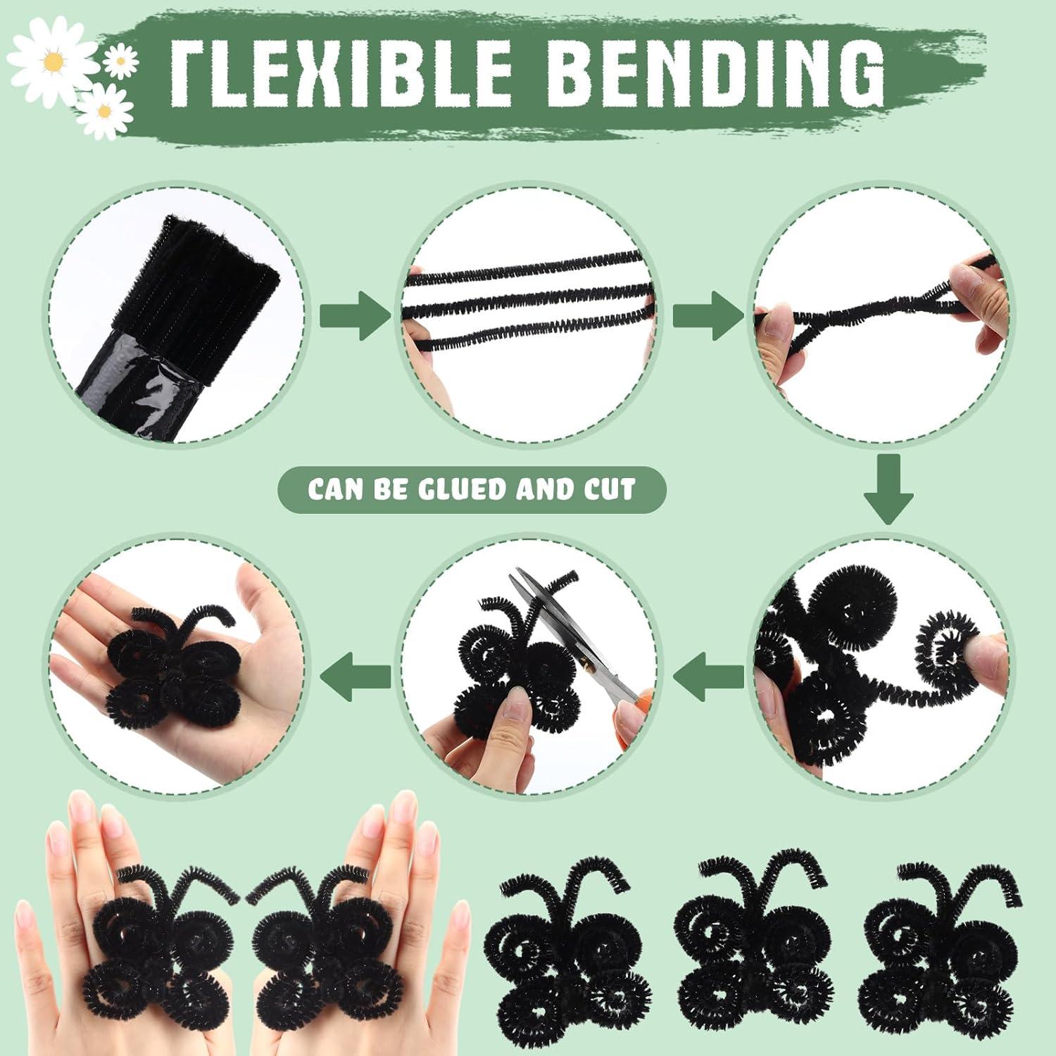 Limpiapipas Yunsailing 1800 Pcs 6 mm x 30 cm Negro Manualidades