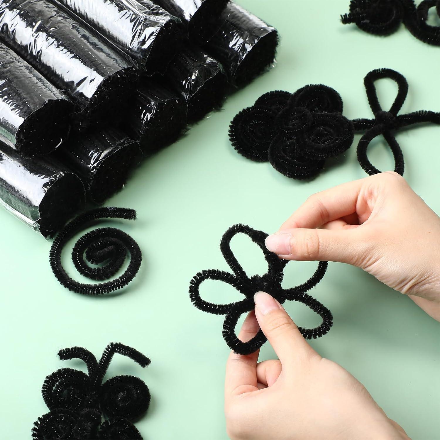 Limpiapipas Yunsailing 1800 Pcs 6 mm x 30 cm Negro Manualidades