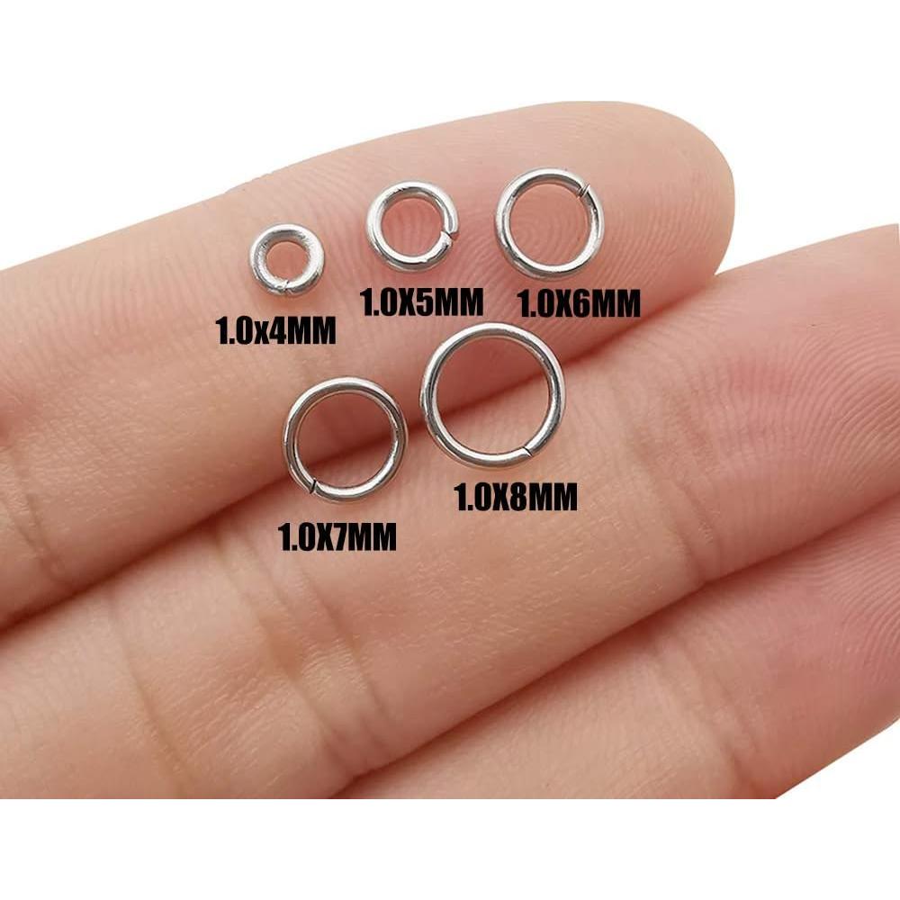 WOCRAFT 1000 Anillas de Salto Acero Inoxidable 4-8mm Joyería