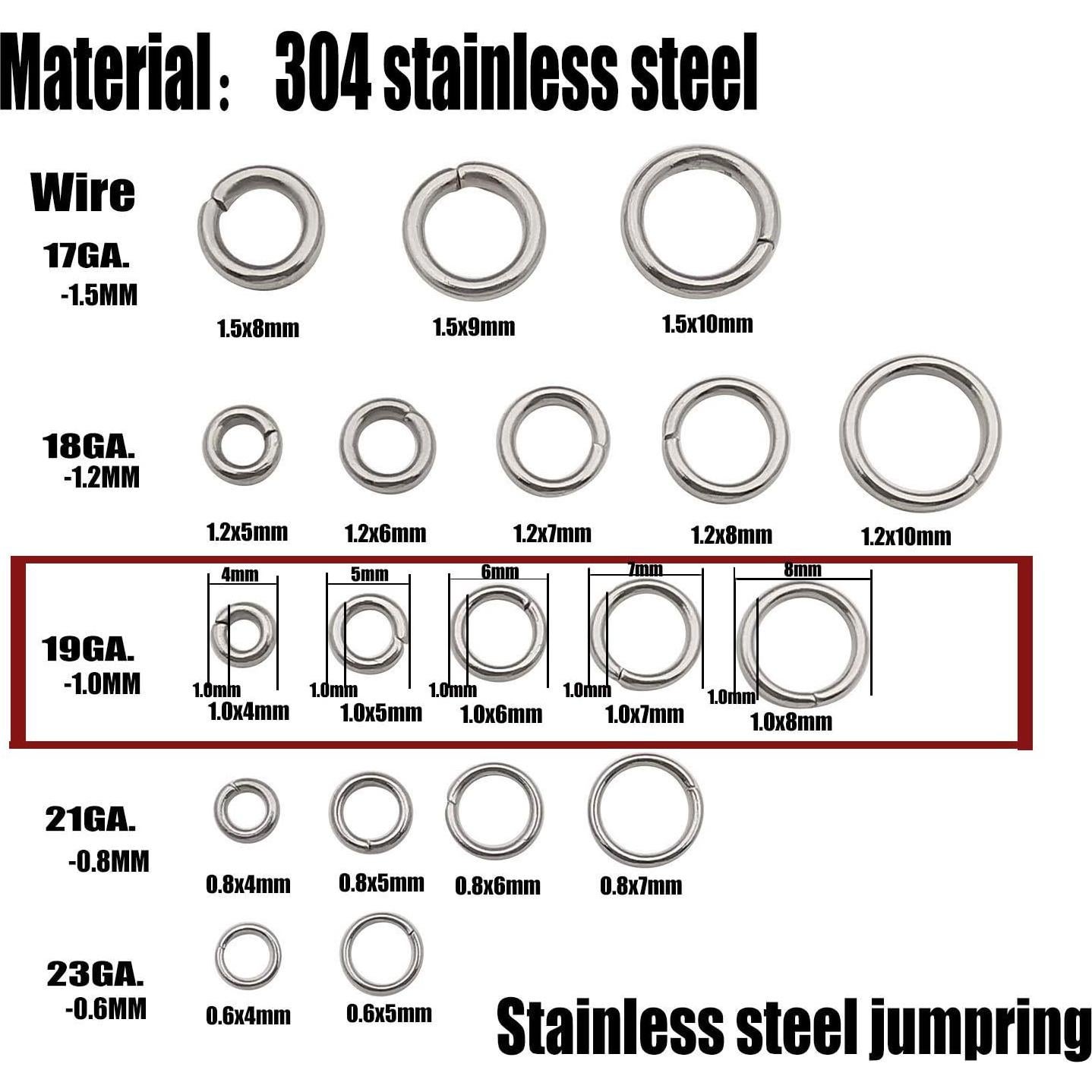 WOCRAFT 1000 Anillas de Salto Acero Inoxidable 4-8mm Joyería