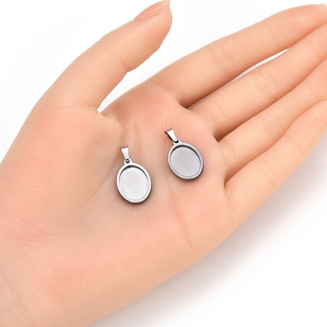 5 Piezas Bezel Cup Blanks Acero Inoxidable Adabele 14x10mm