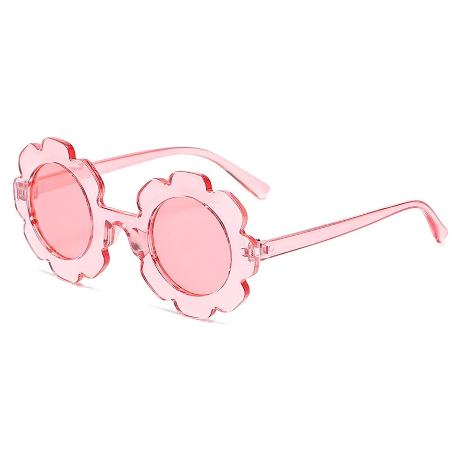 Gafas de Sol Redondas para Niñas con Forma de Flor - Rosa Claro