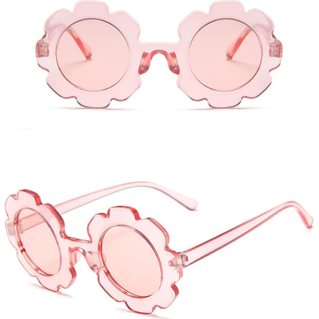 Gafas de Sol Redondas para Niñas con Forma de Flor - Rosa Claro