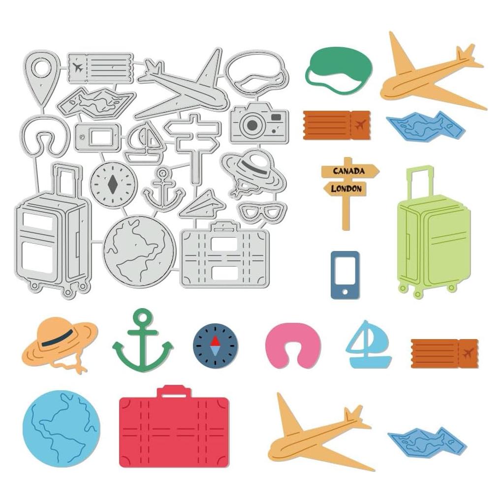 Troqueles de Metal UNICRAFTALE 18Pcs Viaje por el Mundo