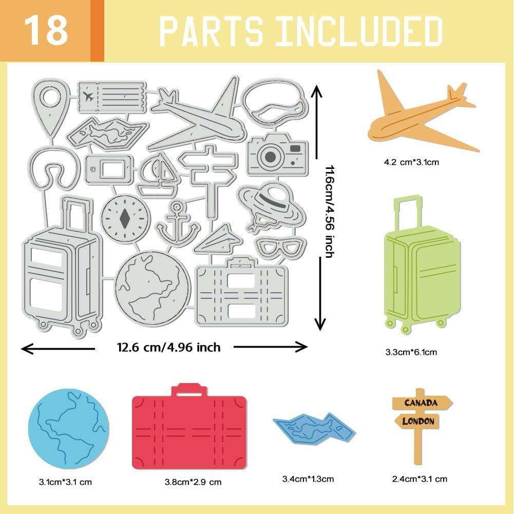 Troqueles de Metal UNICRAFTALE 18Pcs Viaje por el Mundo