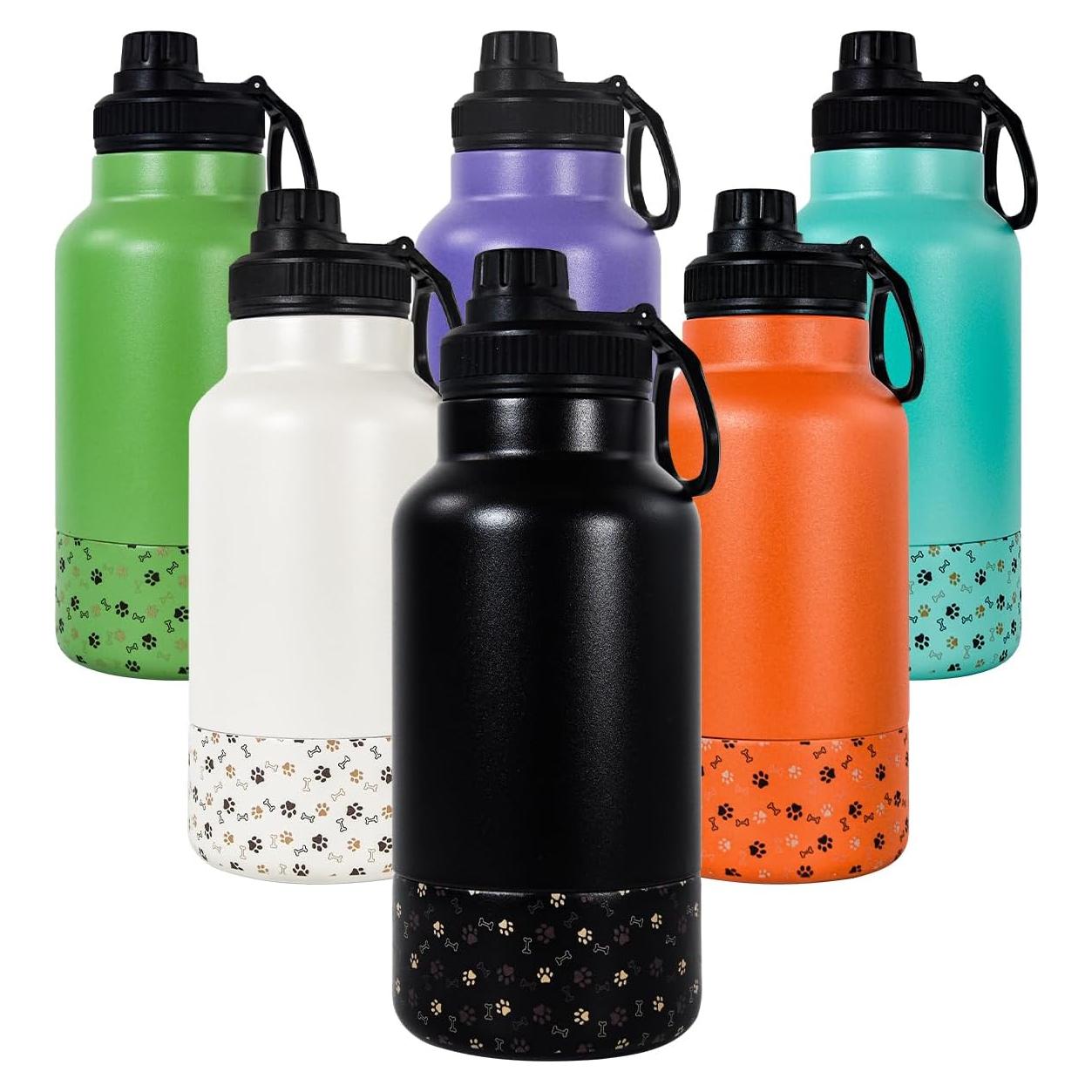 Botella de Agua Portátil para Perros AGH 0.95L Doble Pared Negro