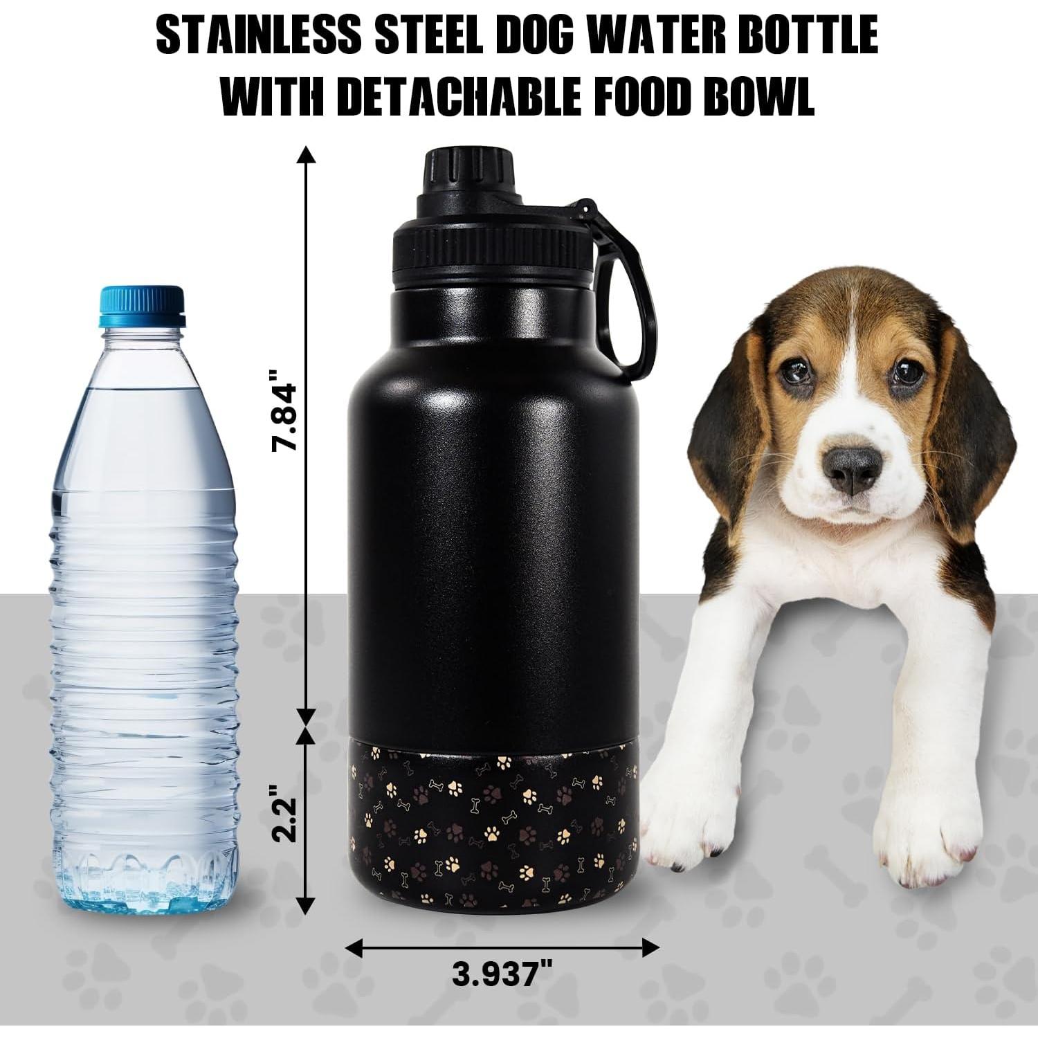 Botella de Agua Portátil para Perros AGH 0.95L Doble Pared Negro