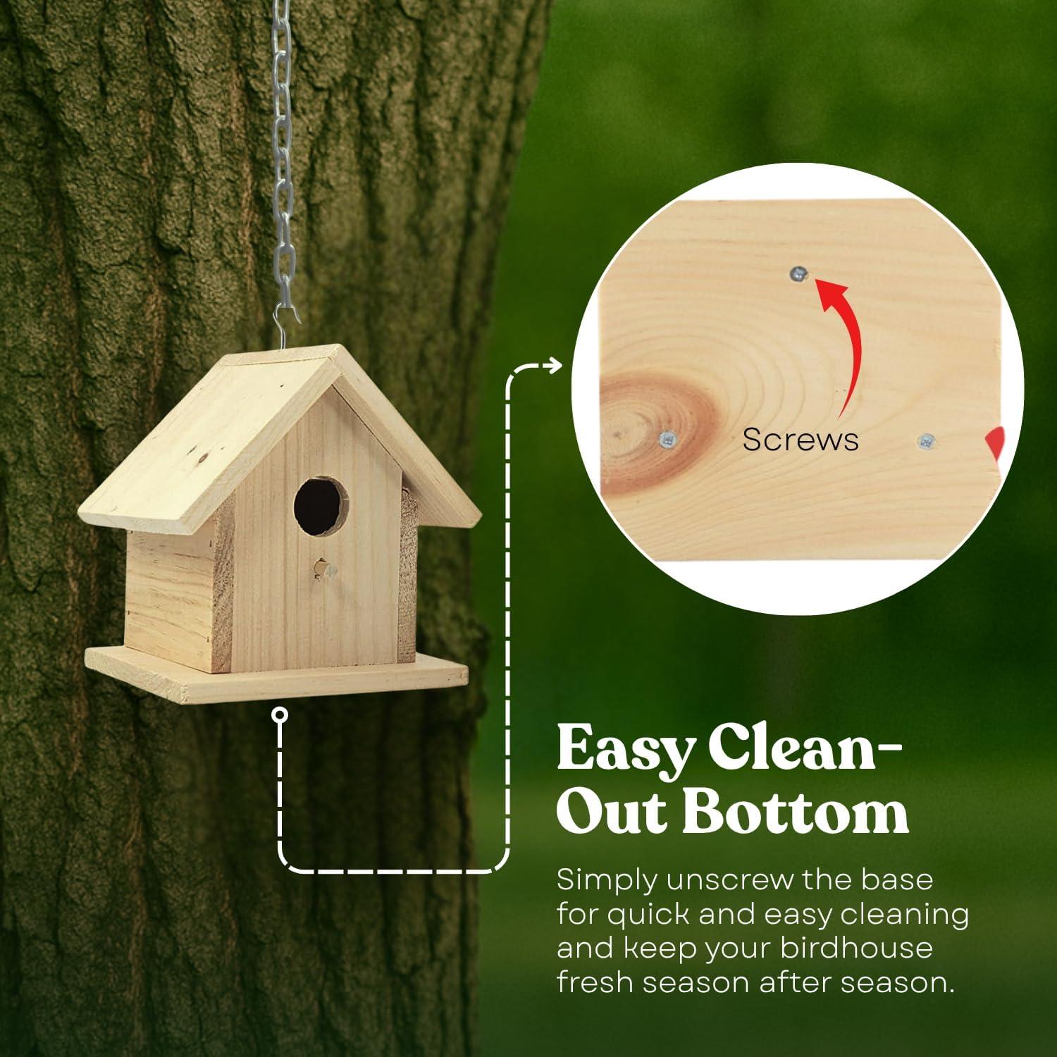 Casa de pájaros de madera pintable Hidden Creek 16.5x14 cm