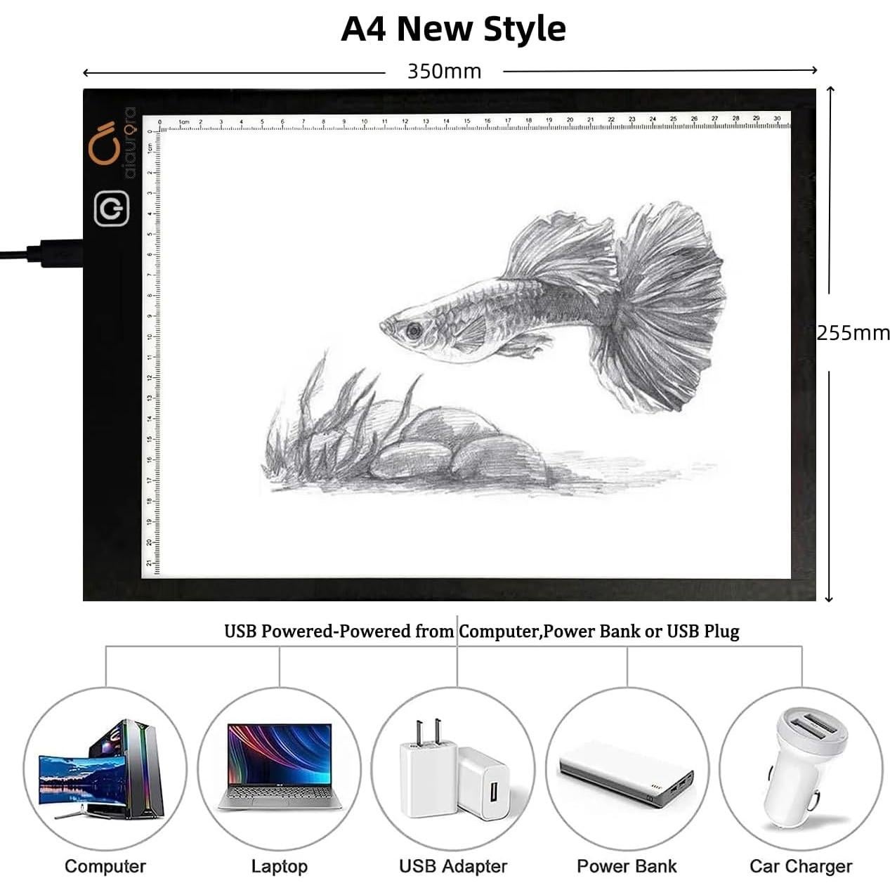 Tablero de Luz LED AIAURORA A3 Ultra Delgado USB 40x32 cm