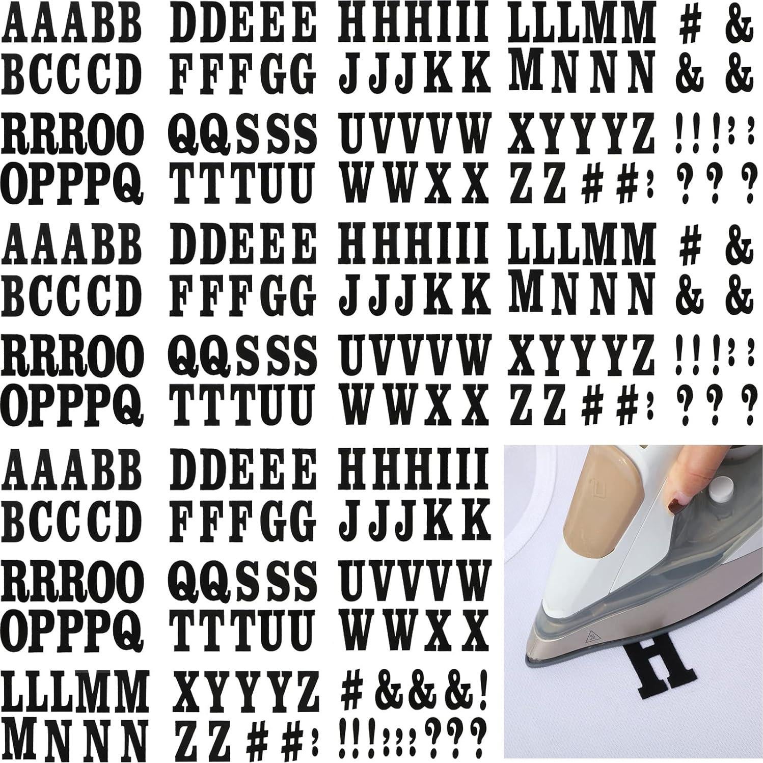 279 Piezas Letras Transferibles Flock Outus A-Z 3.8 cm Negro