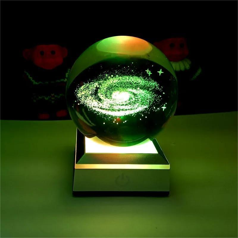 Esfera de Cristal 3D Galáctica con Base LED - Regalo Astronómico