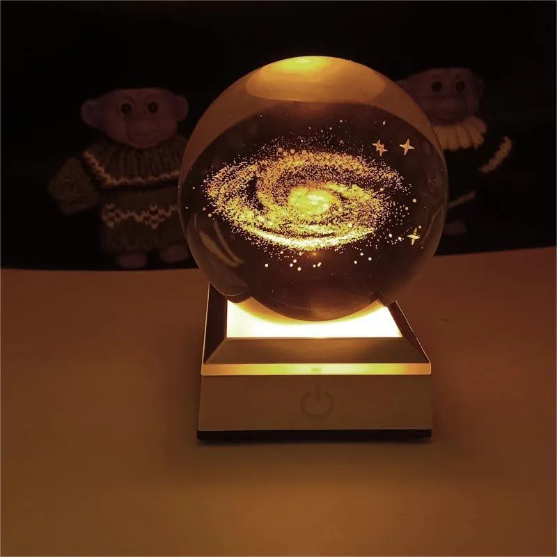 Esfera de Cristal 3D Galáctica con Base LED - Regalo Astronómico