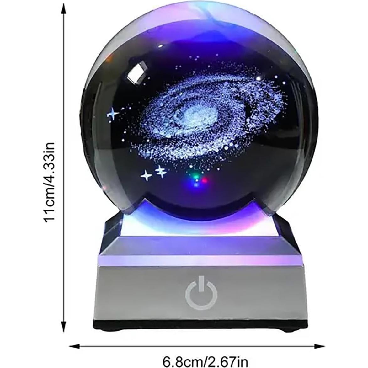 Esfera de Cristal 3D Galáctica con Base LED - Regalo Astronómico
