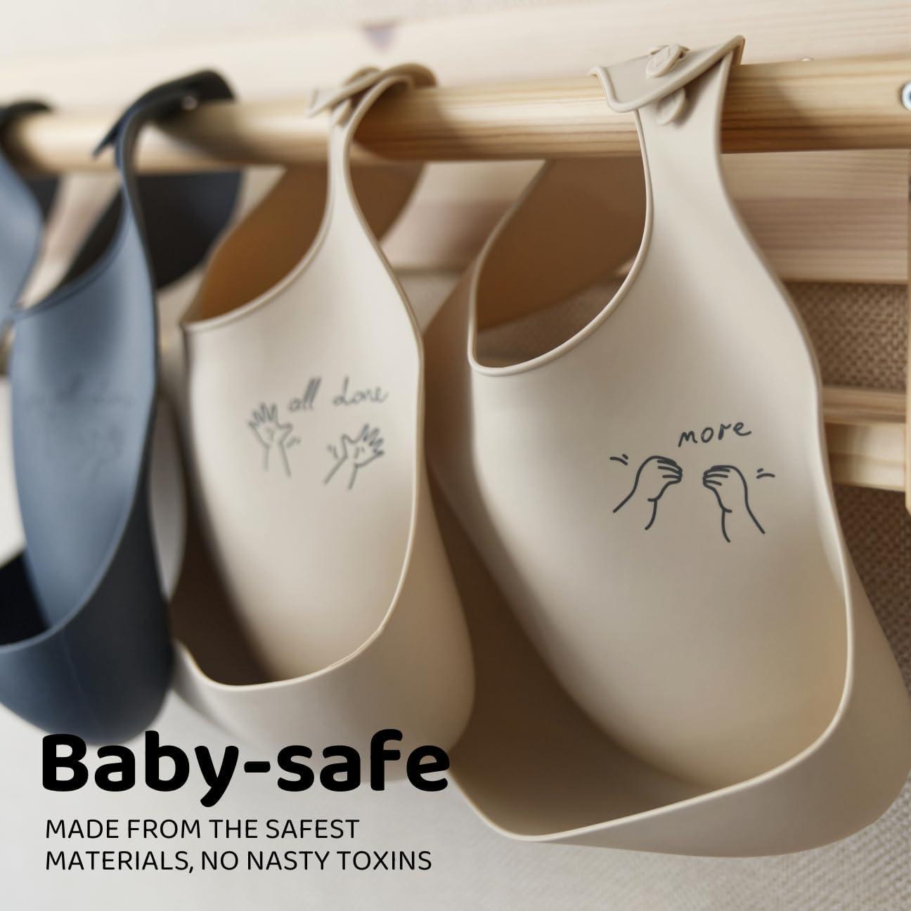 Babero de Silicona Aplainr con Lengua de Señas para Bebés 6-36 Meses