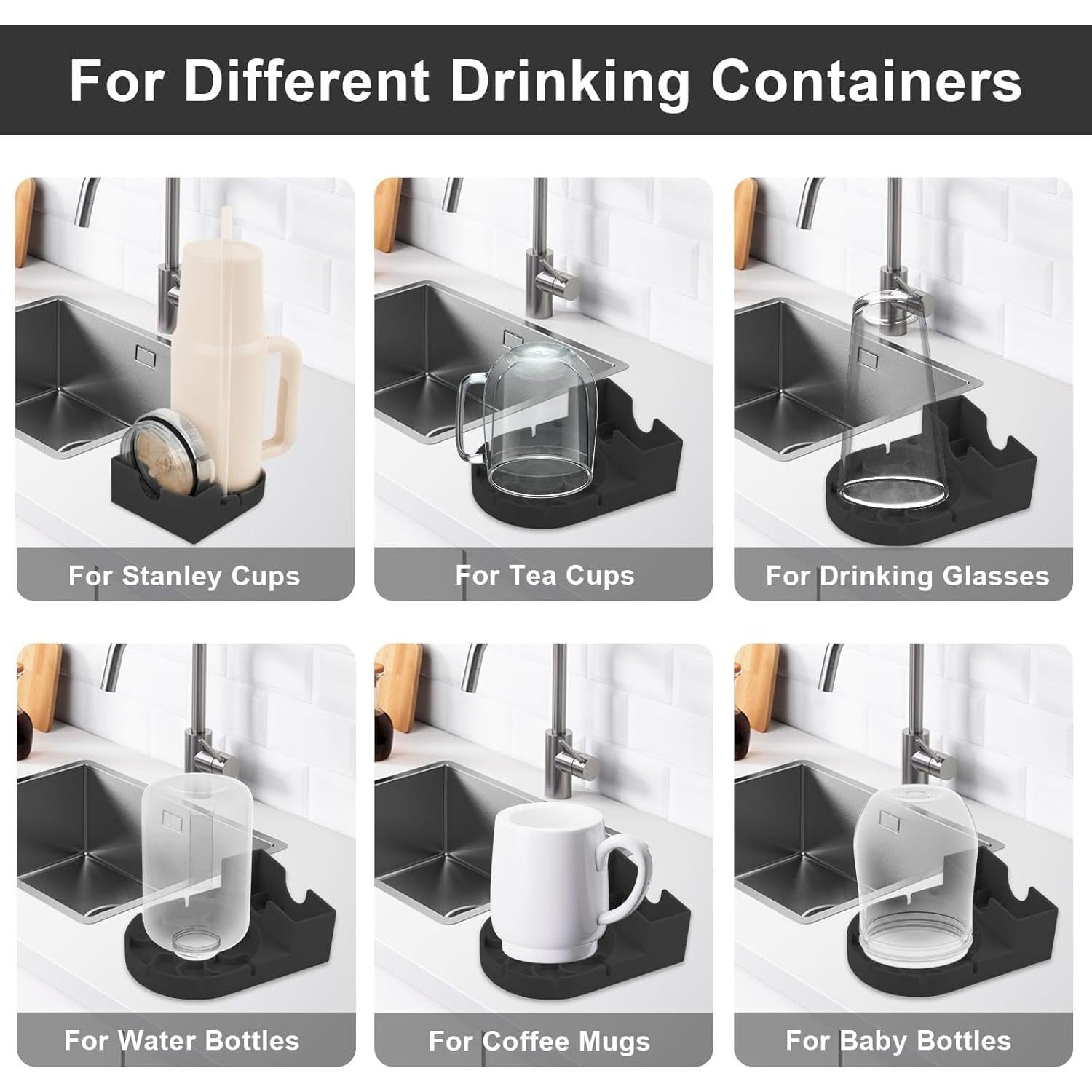 Soporte de Secado de Botellas y Vasos SISAYWEY Silicona Negro