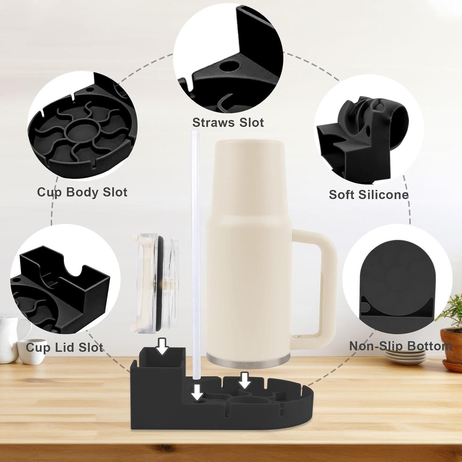 Soporte de Secado de Botellas y Vasos SISAYWEY Silicona Negro