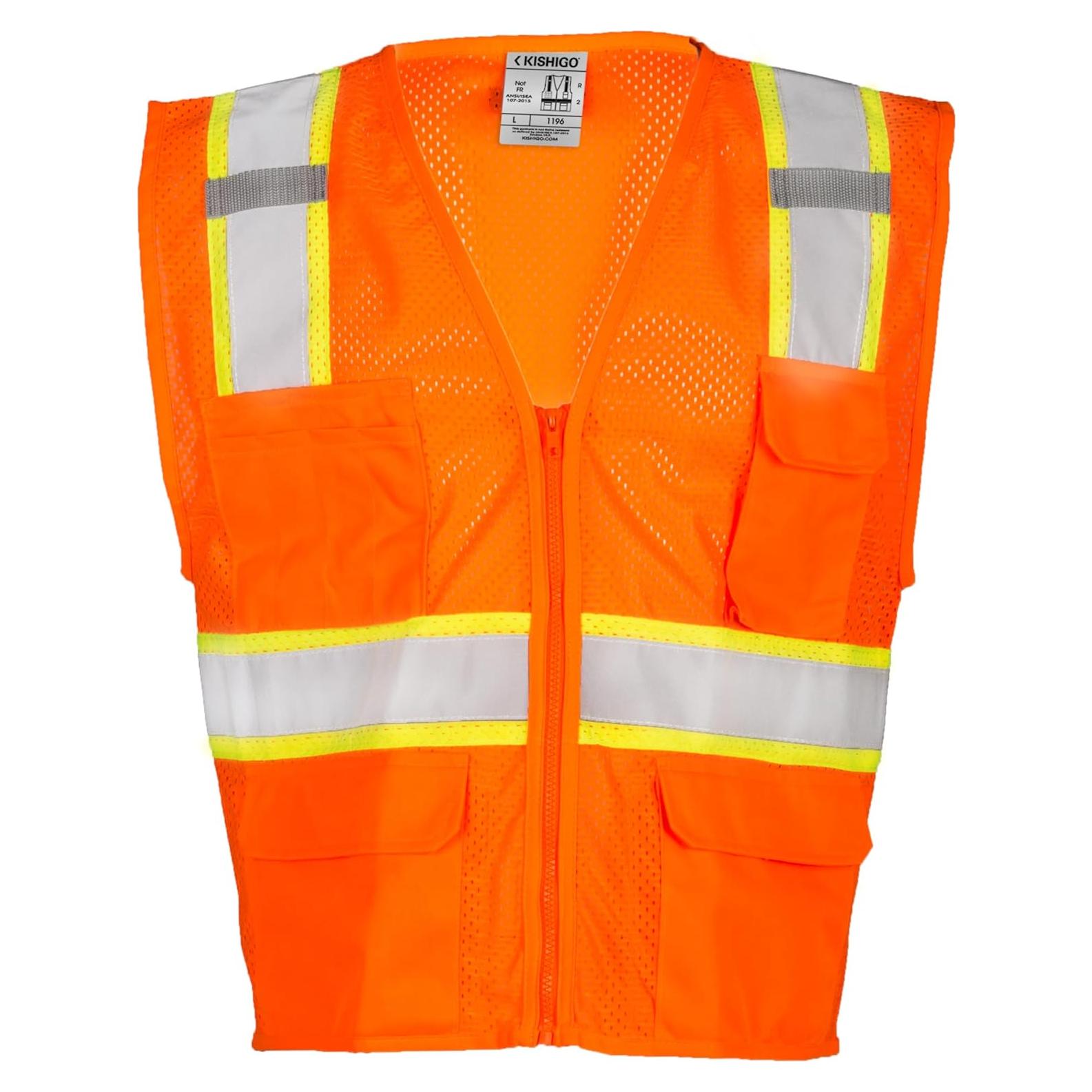 Chaleco Reflectante Kishigo 1195 Unisex ANSI Clase 2 6 Bolsillos