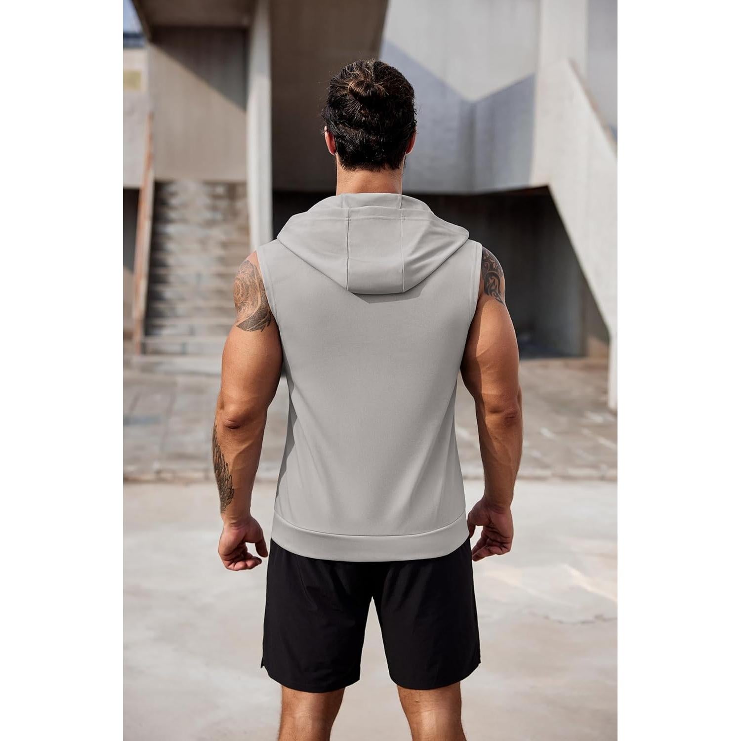 Camiseta Sin Mangas con Capucha COOFANDY Hombre 2 Pzs Gris