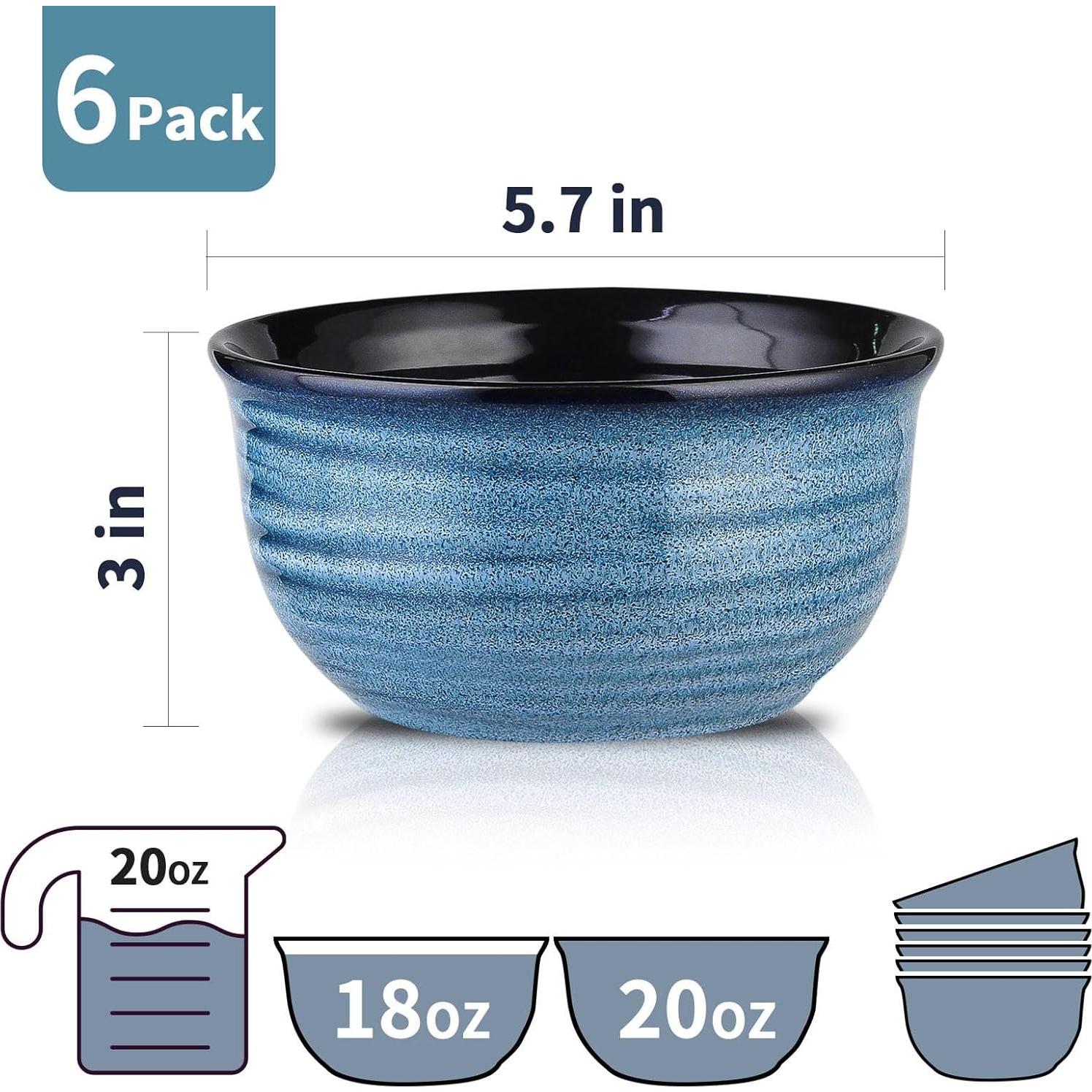 Juego de 6 Cuencos de Cerámica Hasense 590 ml Azul