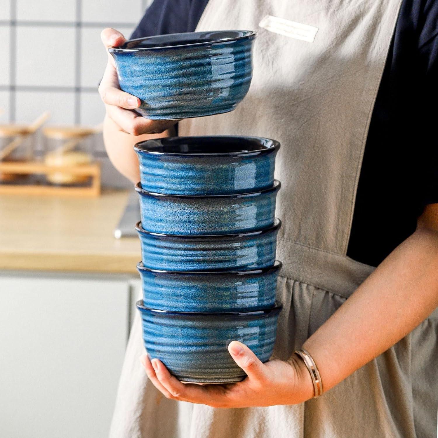 Juego de 6 Cuencos de Cerámica Hasense 590 ml Azul