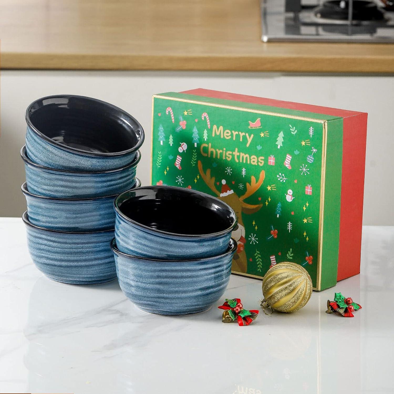 Juego de 6 Cuencos de Cerámica Hasense 590 ml Azul