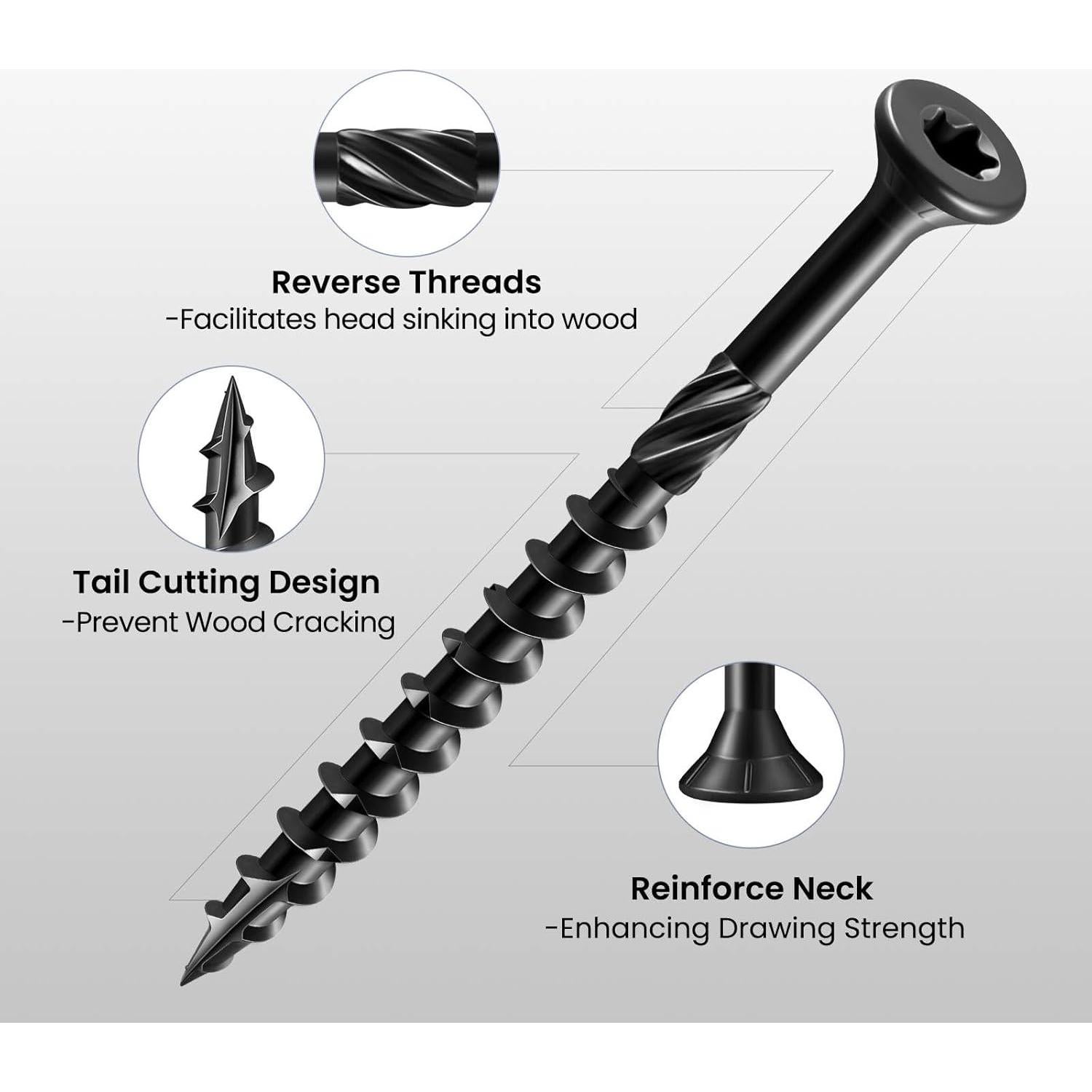 Tornillos para Deck BNUOK #8 x 2.54cm 199Pcs Resistente a la Oxidación