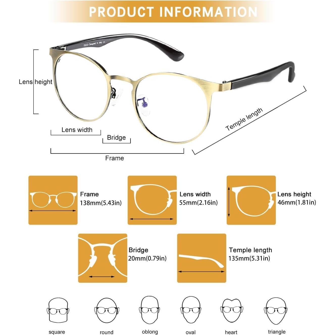 Gafas Anti Fatiga Visual DUCO Bloqueadoras Luz Azul Unisex