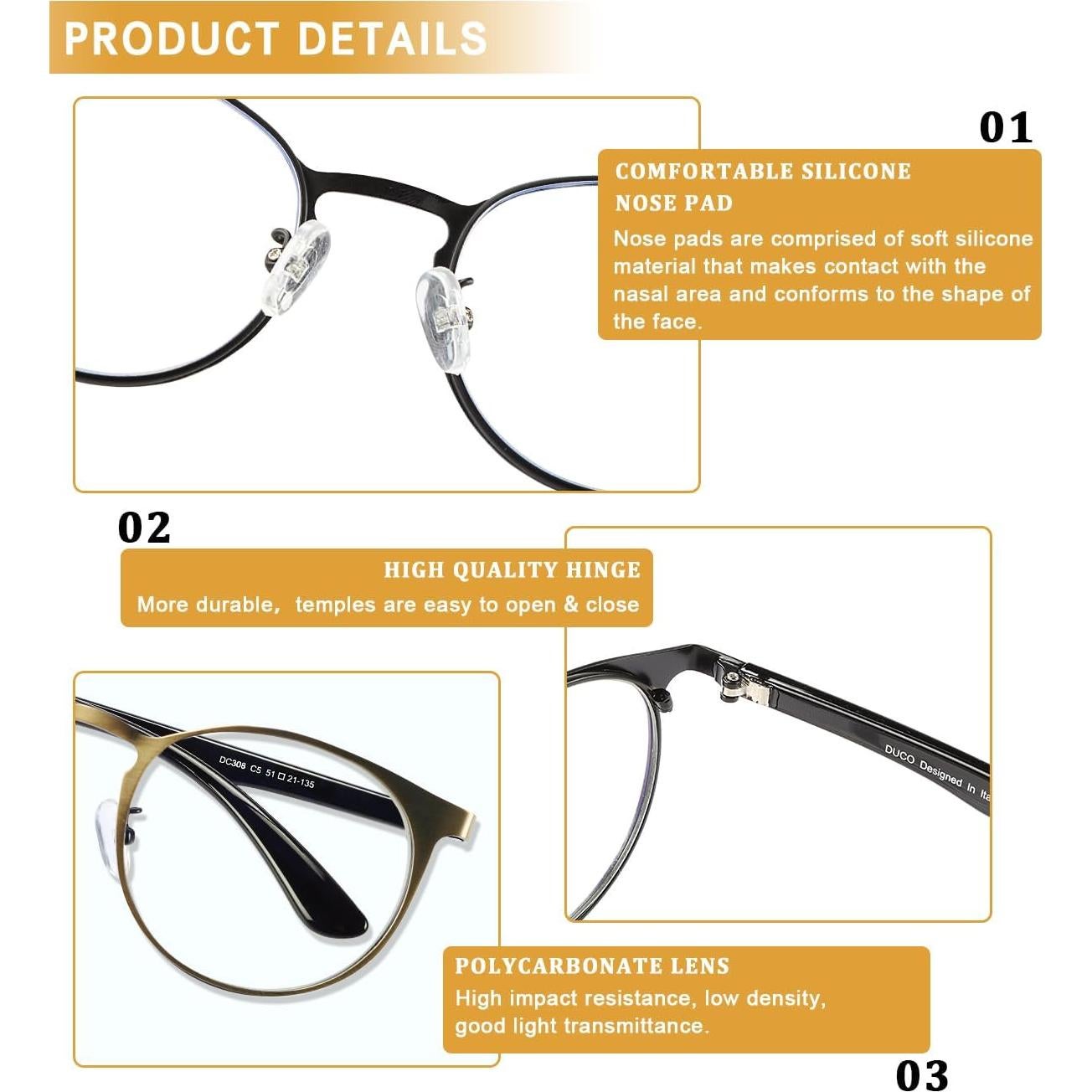 Gafas Anti Fatiga Visual DUCO Bloqueadoras Luz Azul Unisex