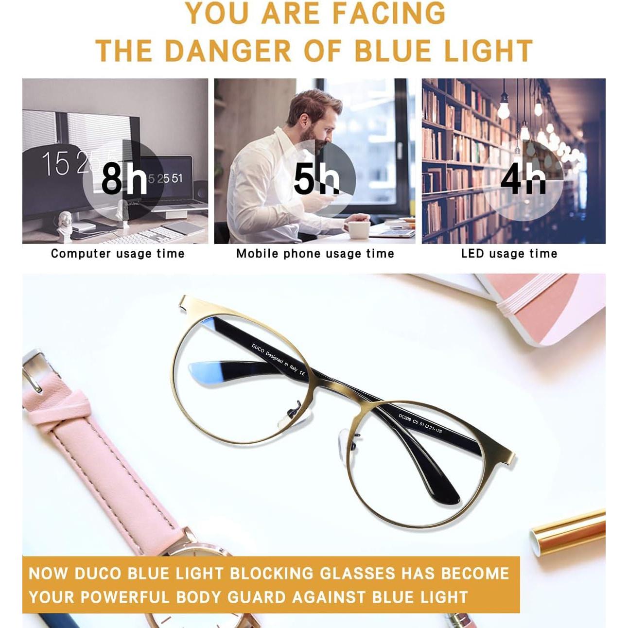 Gafas Anti Fatiga Visual DUCO Bloqueadoras Luz Azul Unisex