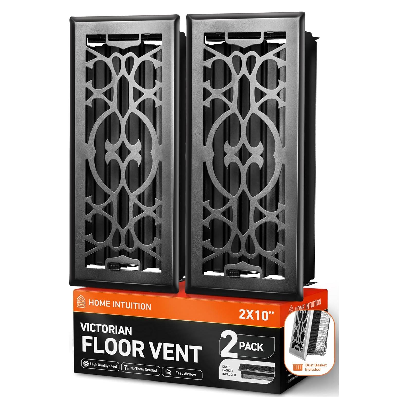Cubierta de Ventilación de Piso Home Intuition 2x10 cm Negra