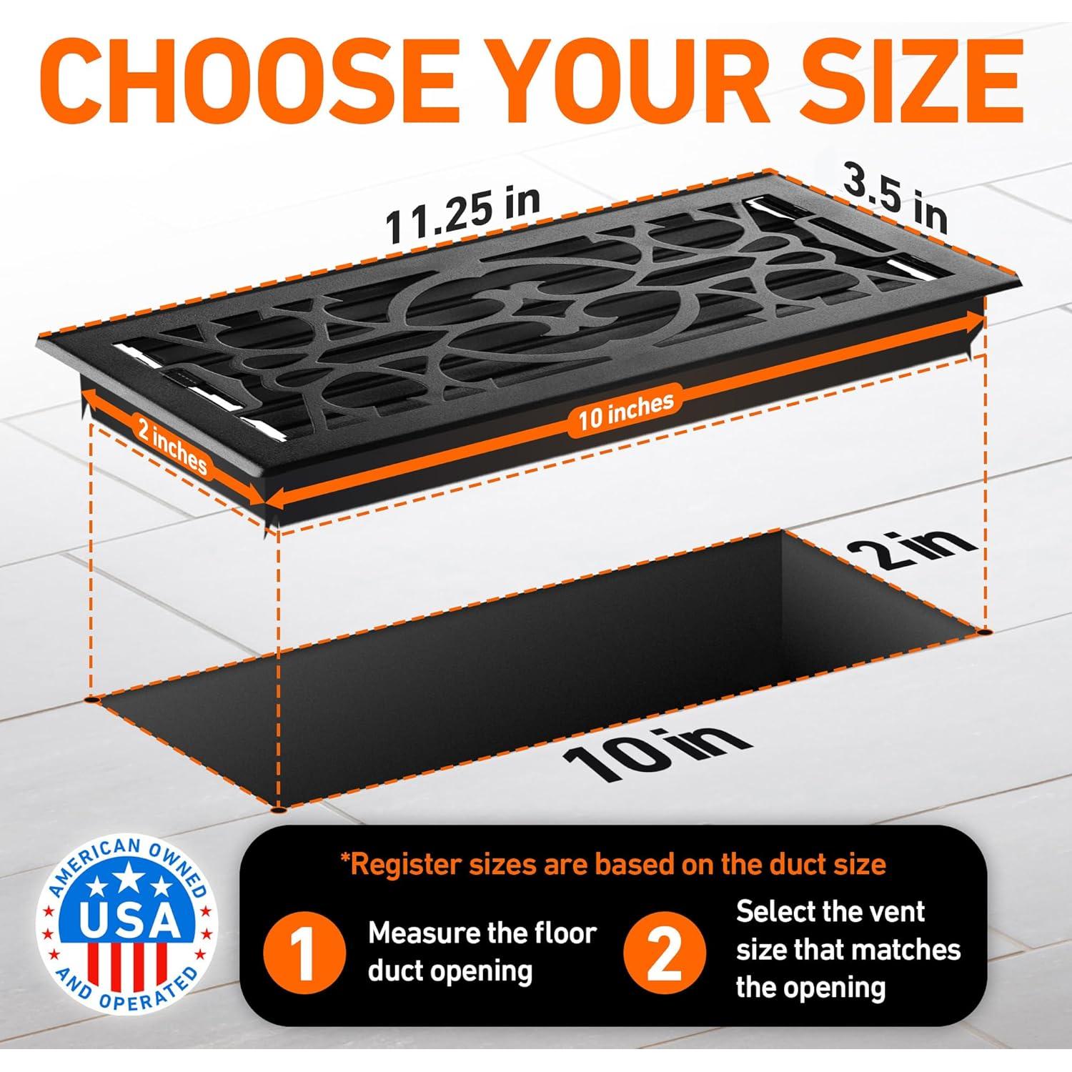 Cubierta de Ventilación de Piso Home Intuition 2x10 cm Negra