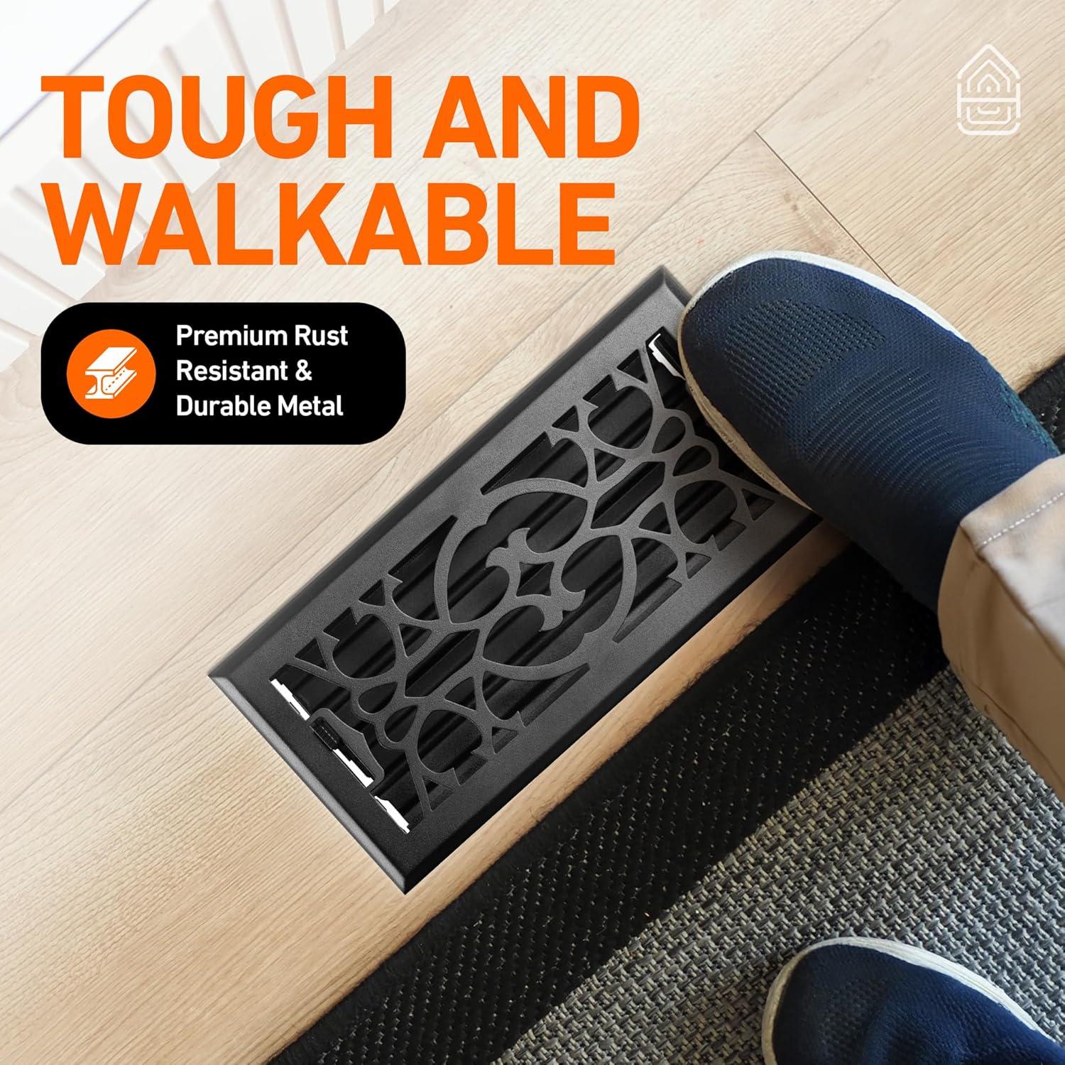 Cubierta de Ventilación de Piso Home Intuition 2x10 cm Negra